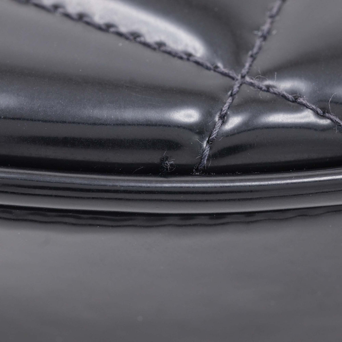 Chanel CC Quilted Patent Round Vanity Bag