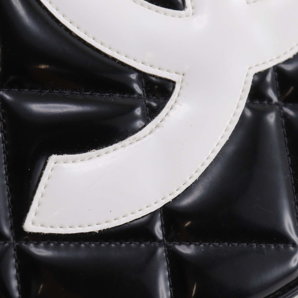 Chanel CC Quilted Patent Round Vanity Bag