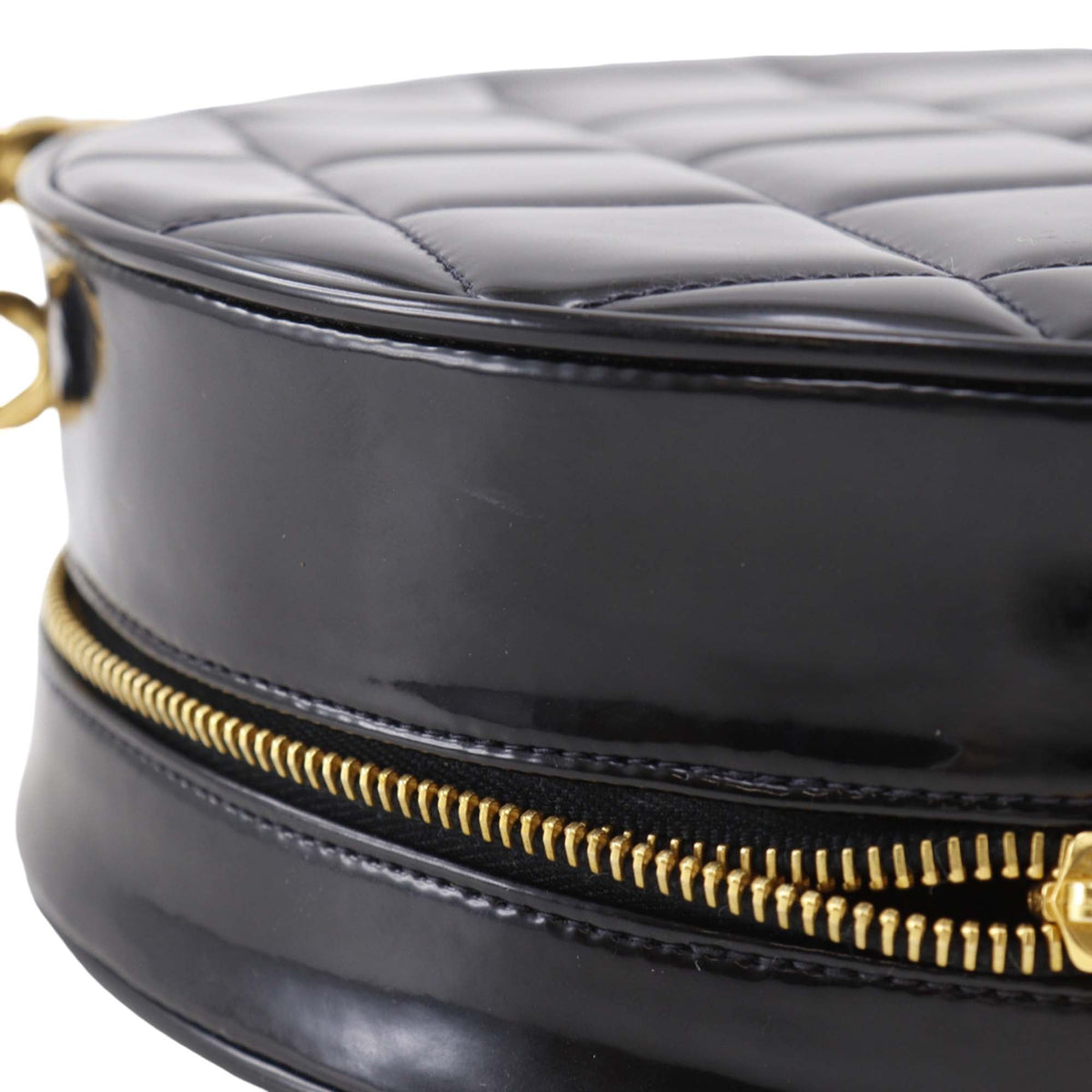 Chanel CC Quilted Patent Round Vanity Bag