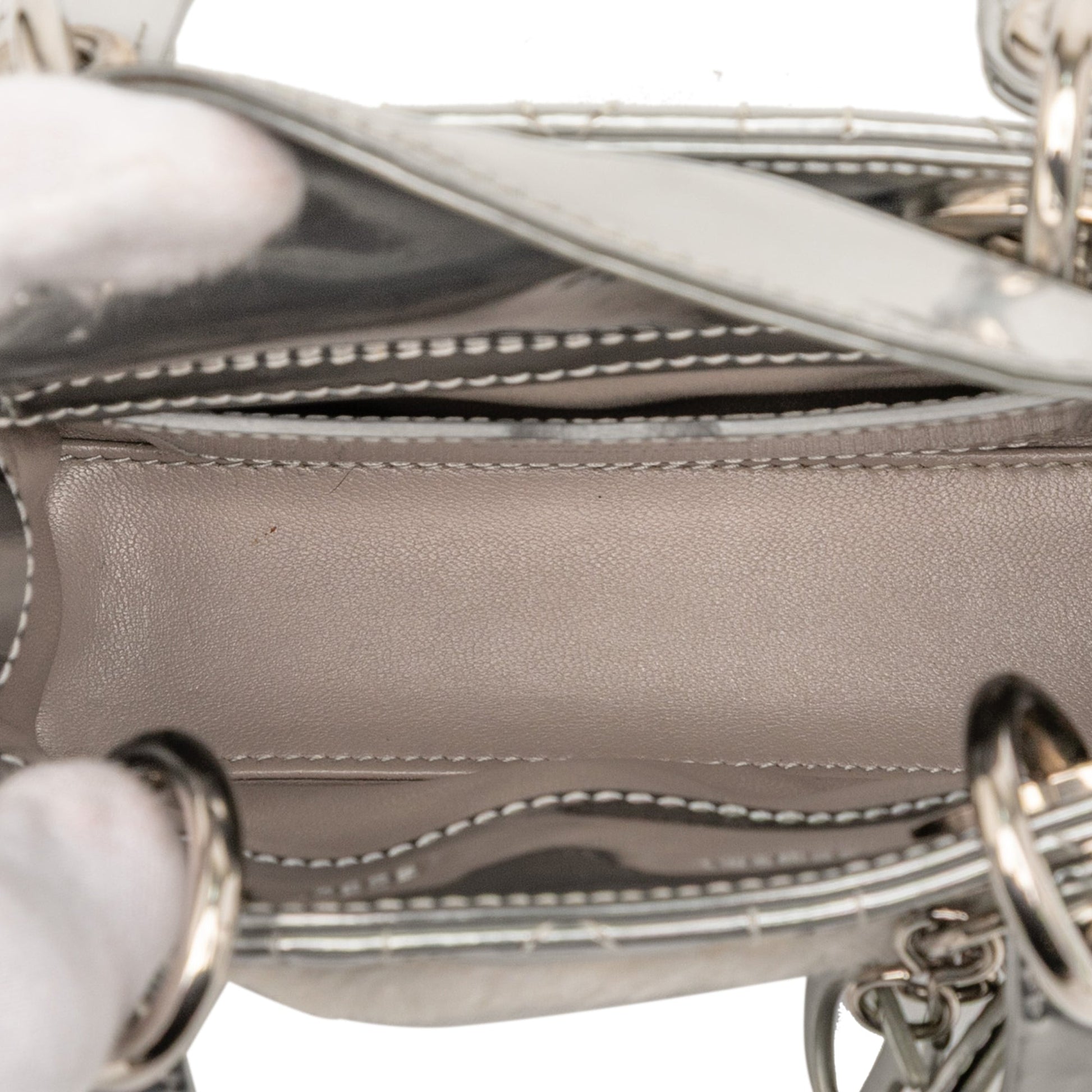 Dior Micro Metallic Lambskin Cannage Bear Lady Dior