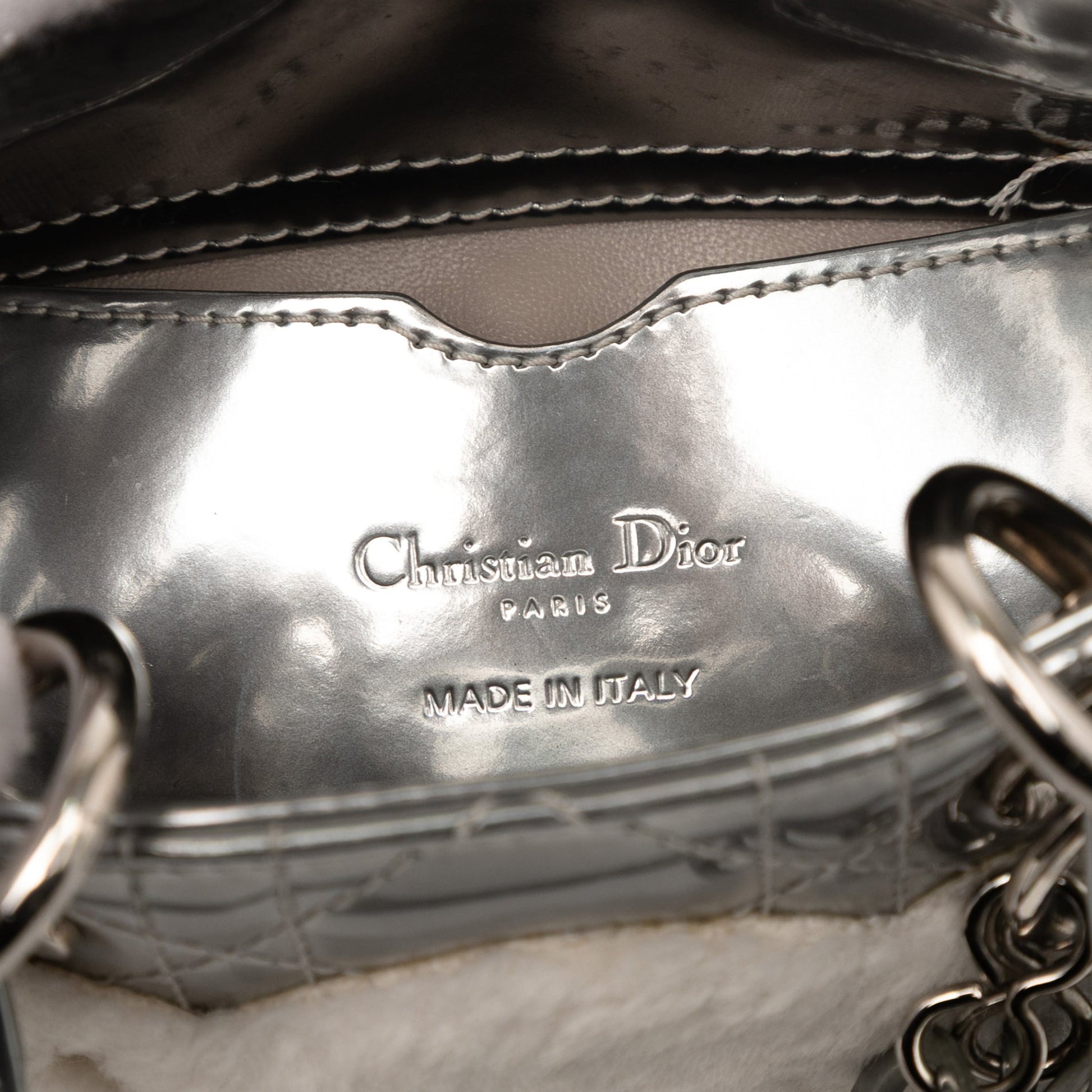 Dior Micro Metallic Lambskin Cannage Bear Lady Dior