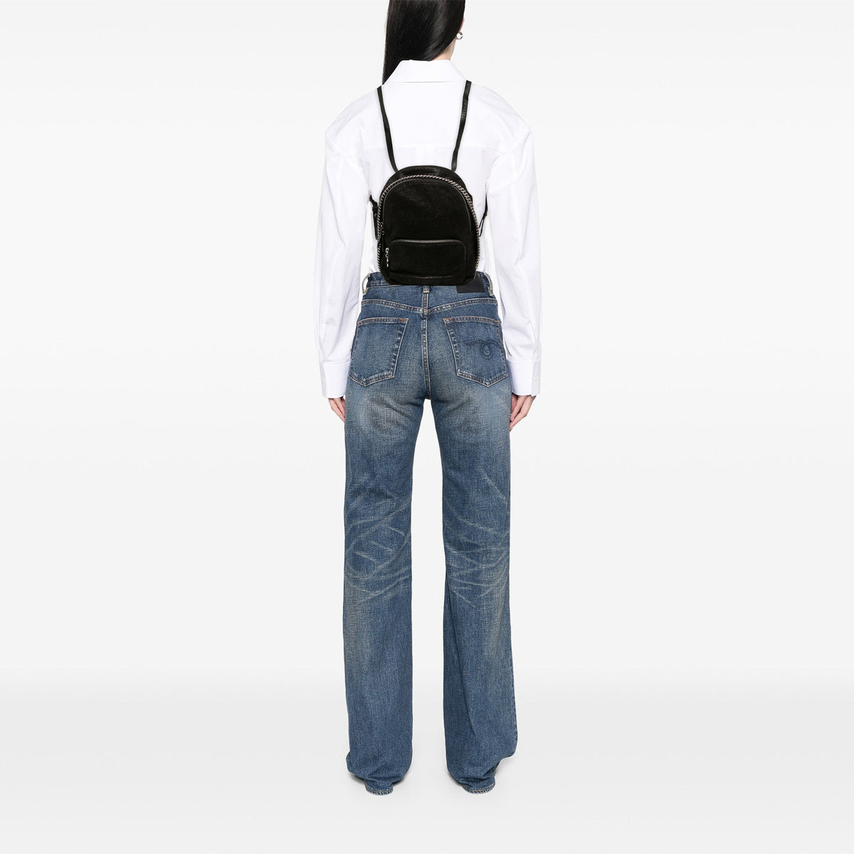 Stella McCartney Shaggy Deer Falabella Backpack — Black