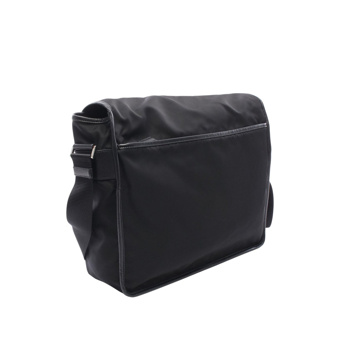 Prada Saffiano Trimmed Tessuto Buckle Messenger Bag