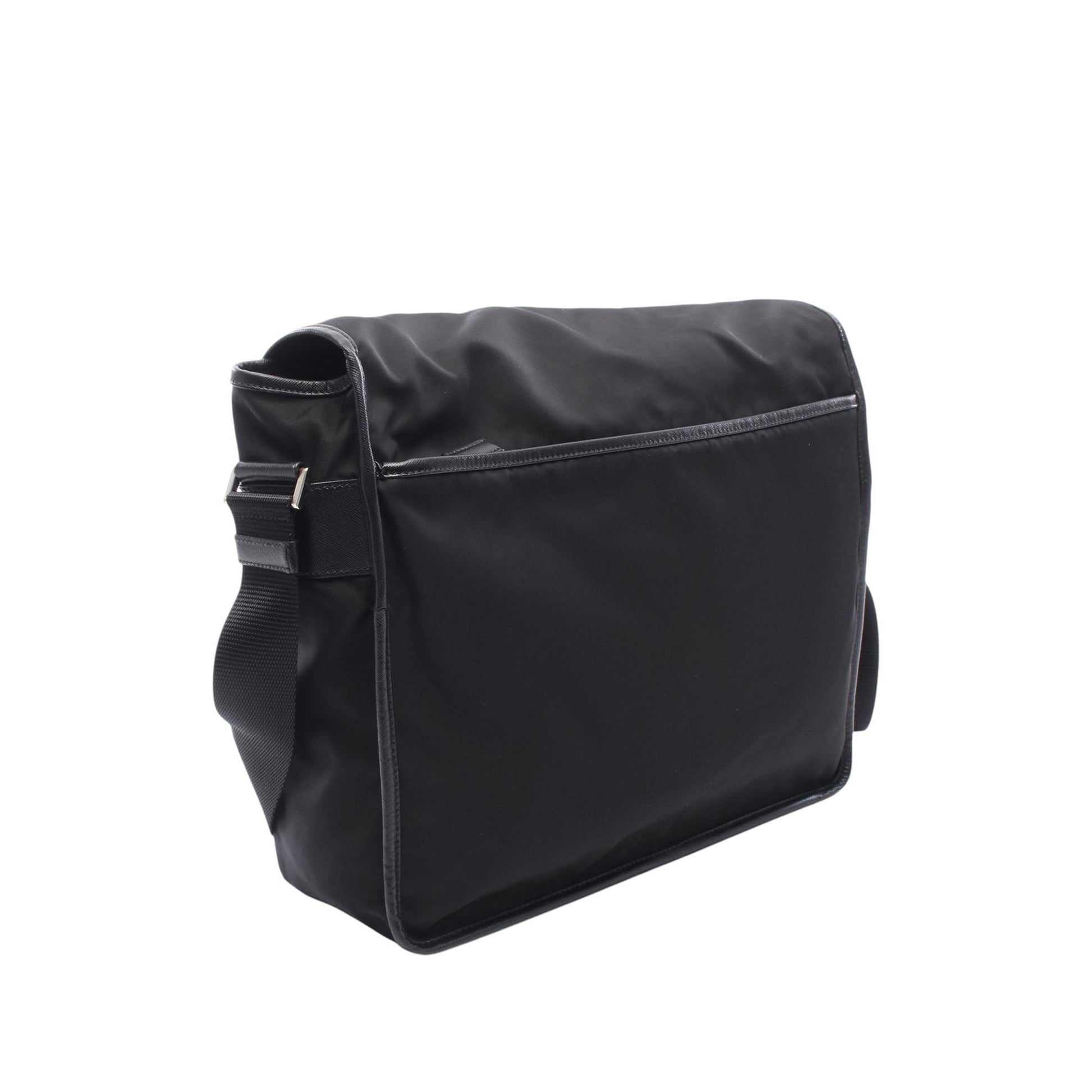 Prada Saffiano Trimmed Tessuto Buckle Messenger Bag