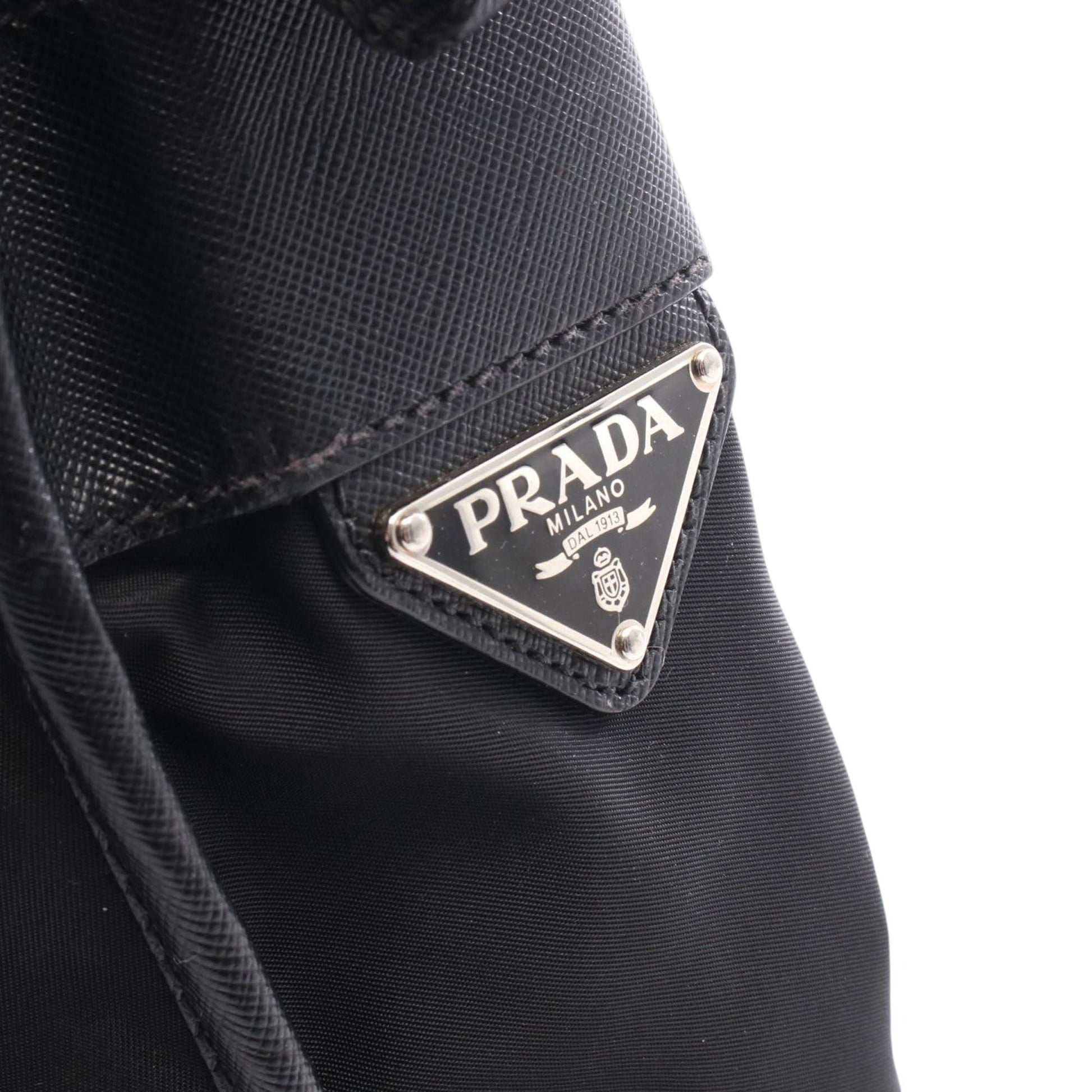 Prada Saffiano Trimmed Tessuto Buckle Messenger Bag