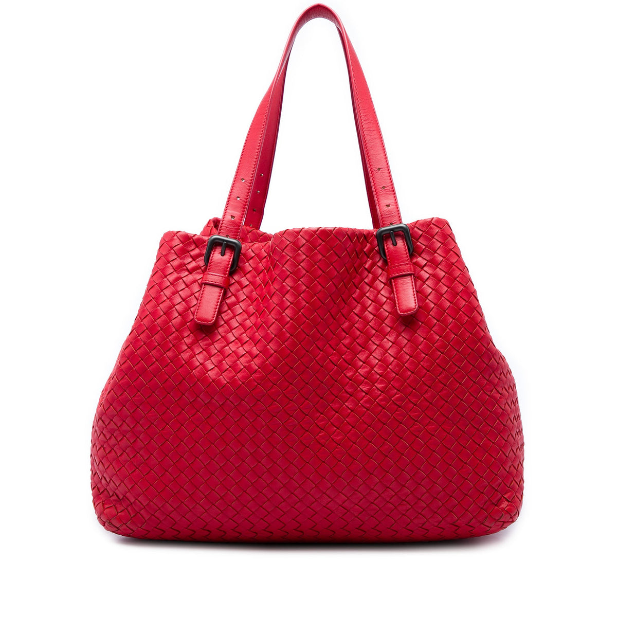 Bottega Veneta Large Nappa Intrecciato Cesta Tote — Red