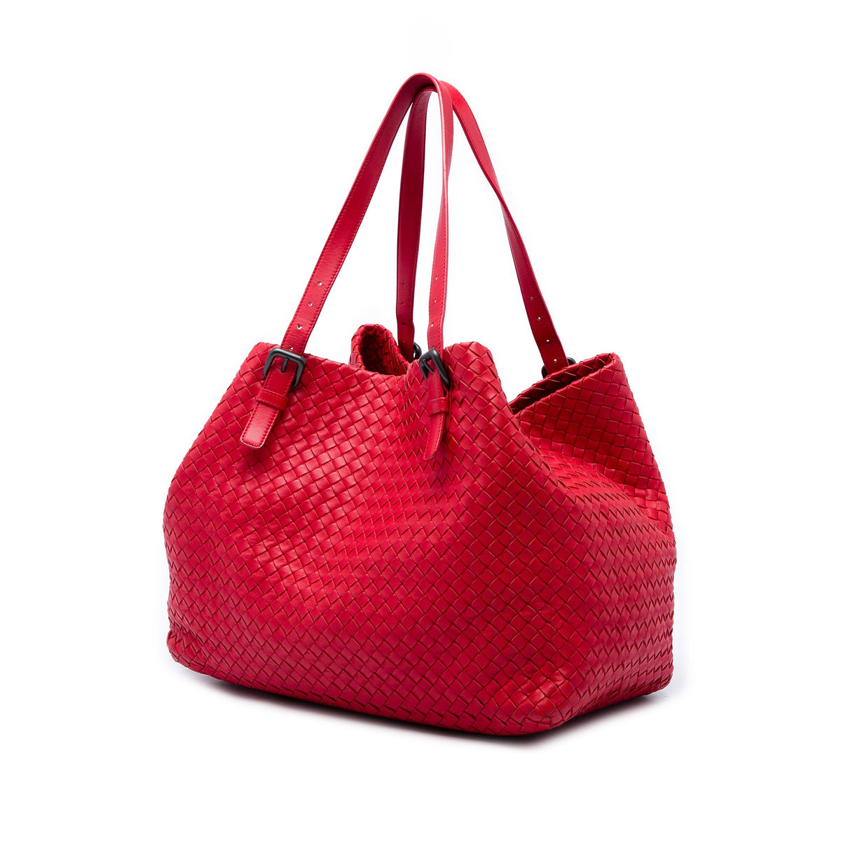 Bottega Veneta Large Nappa Intrecciato Cesta Tote — Red