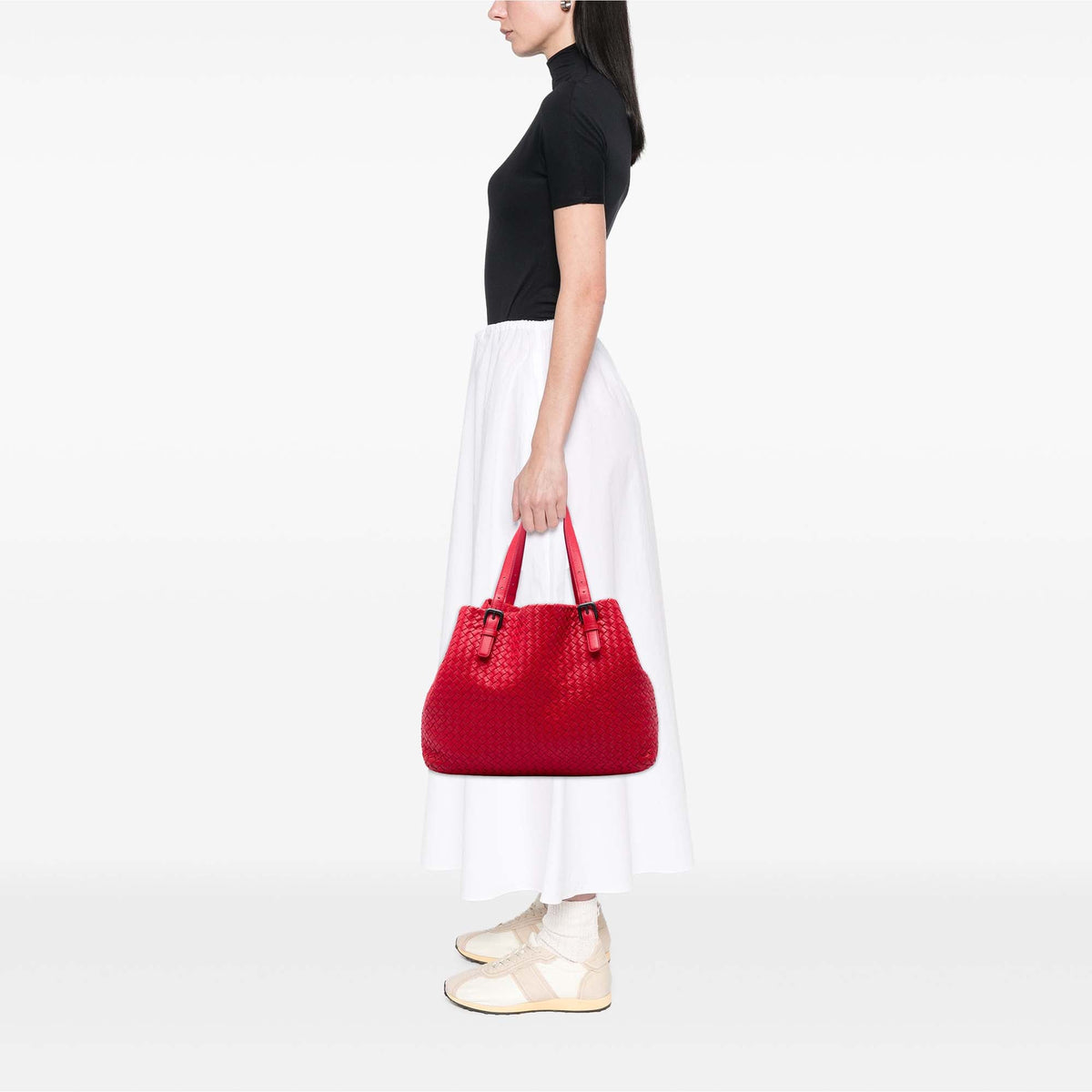 Bottega Veneta Large Nappa Intrecciato Cesta Tote — Red