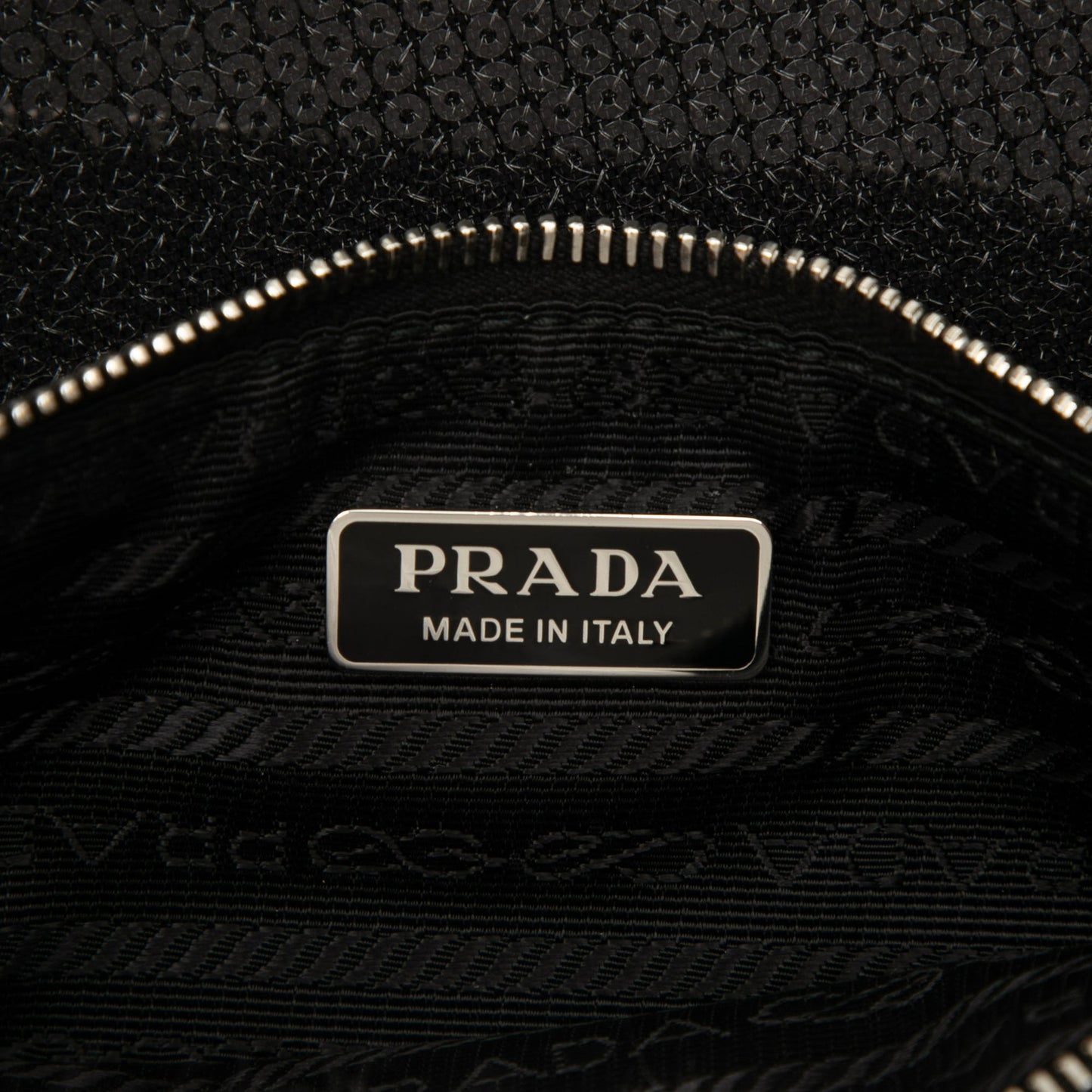 Prada Large Sequined Mesh Logo Tote