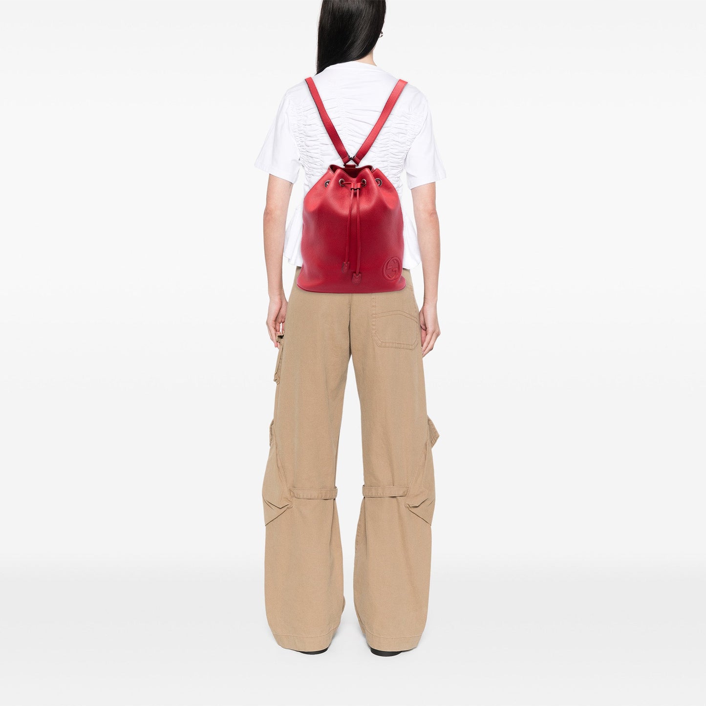 Small Pebbled Calfskin Soho Drawstring Backpack