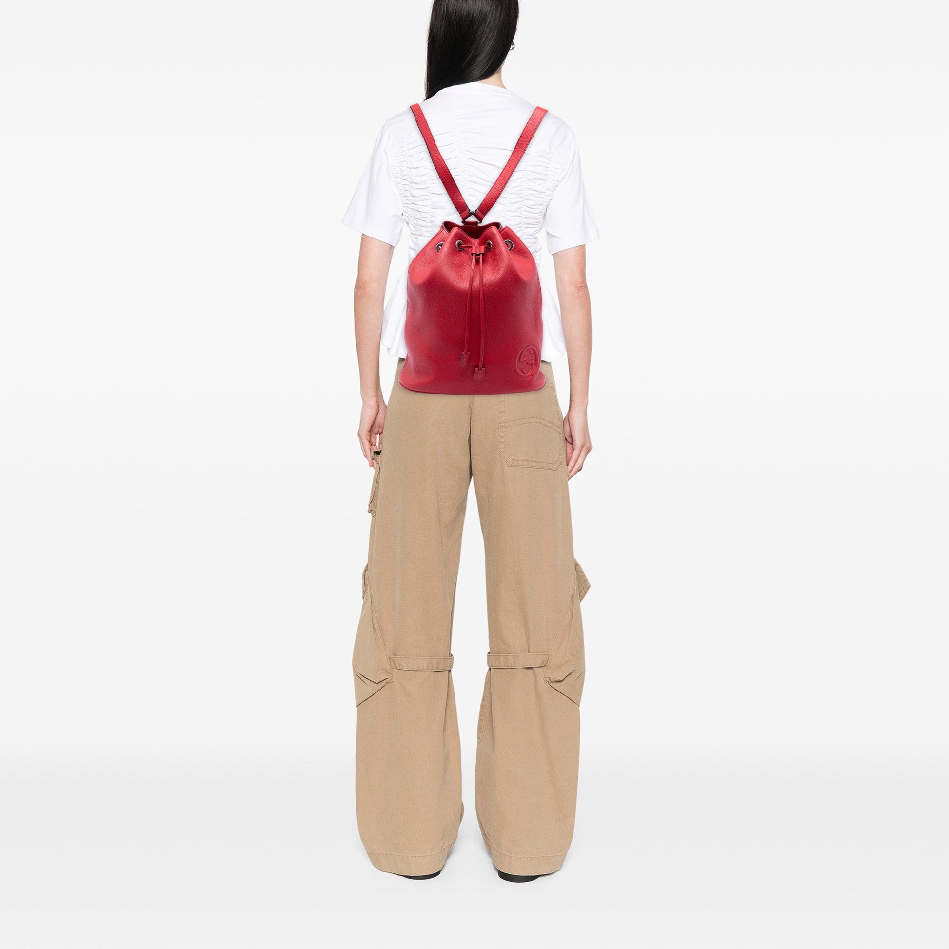 Small Pebbled Calfskin Soho Drawstring Backpack