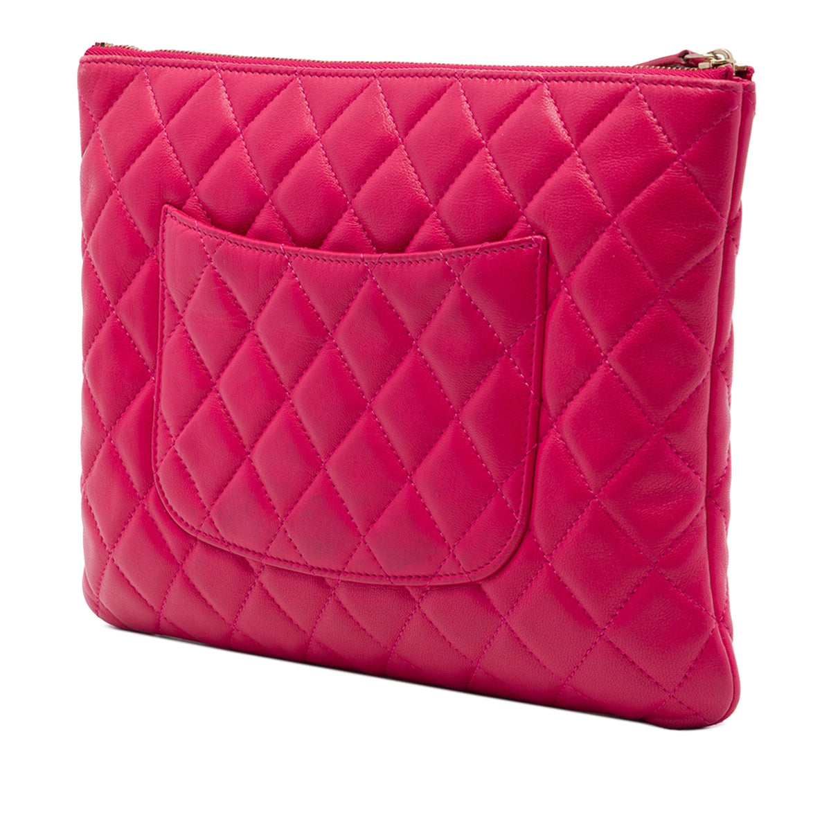 Chanel Medium Quilted Lambskin O Case Clutch — Pink