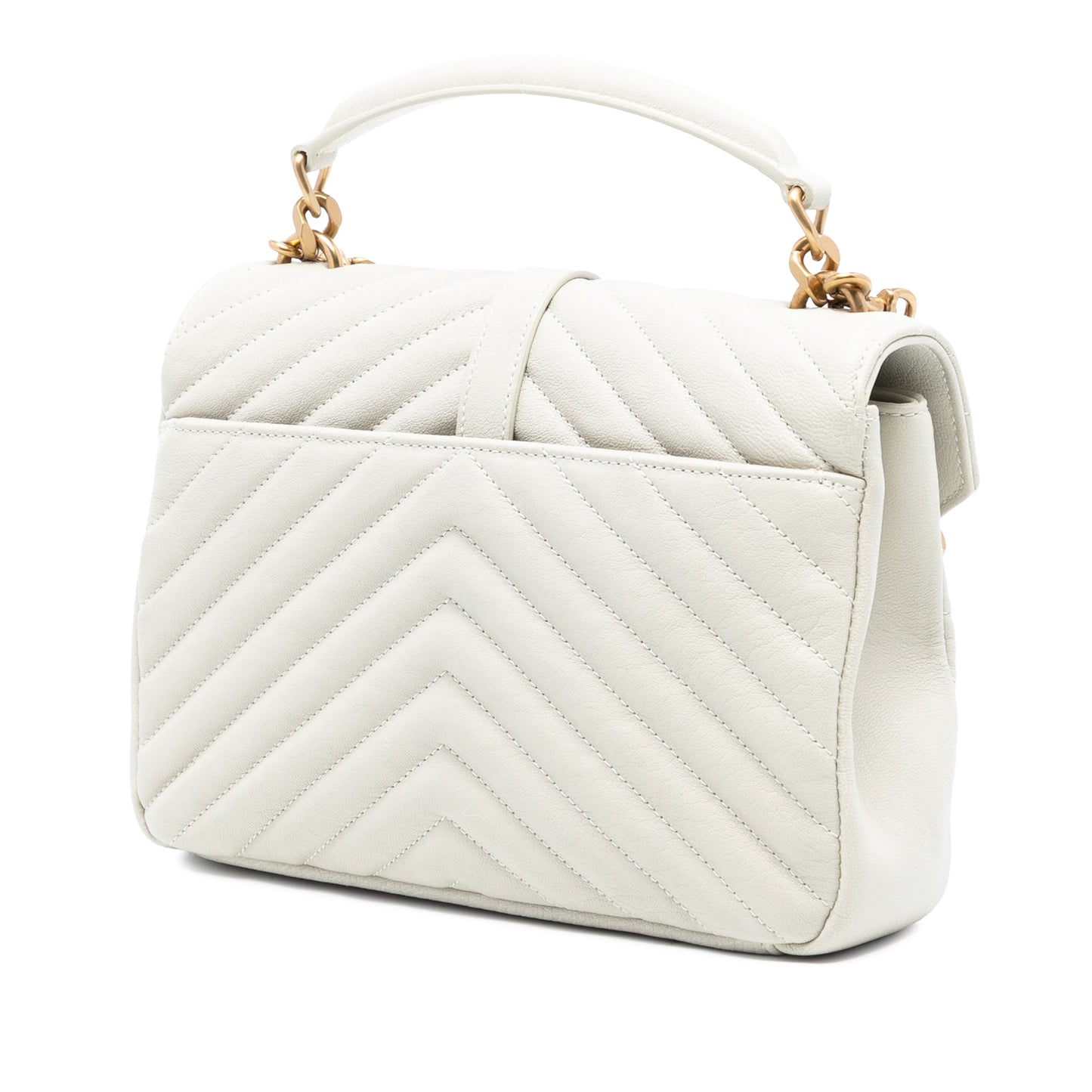 Medium Chevron Sheepskin Monogram College Satchel
