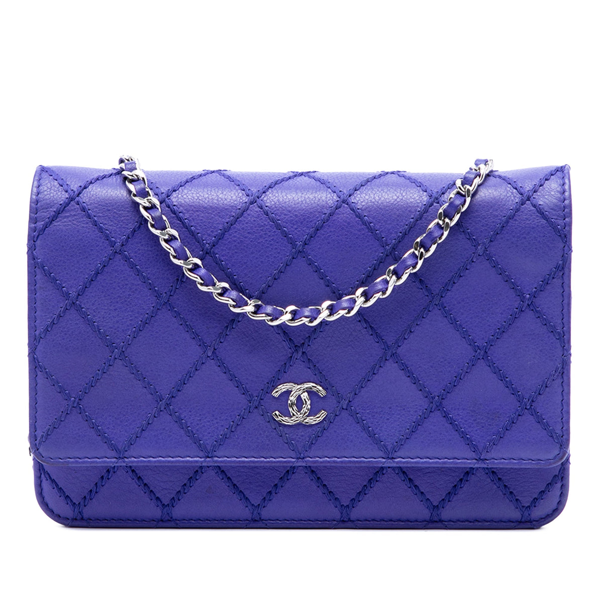 Chanel CC Quilted Calfskin Fancy Wallet On Chain — Purple