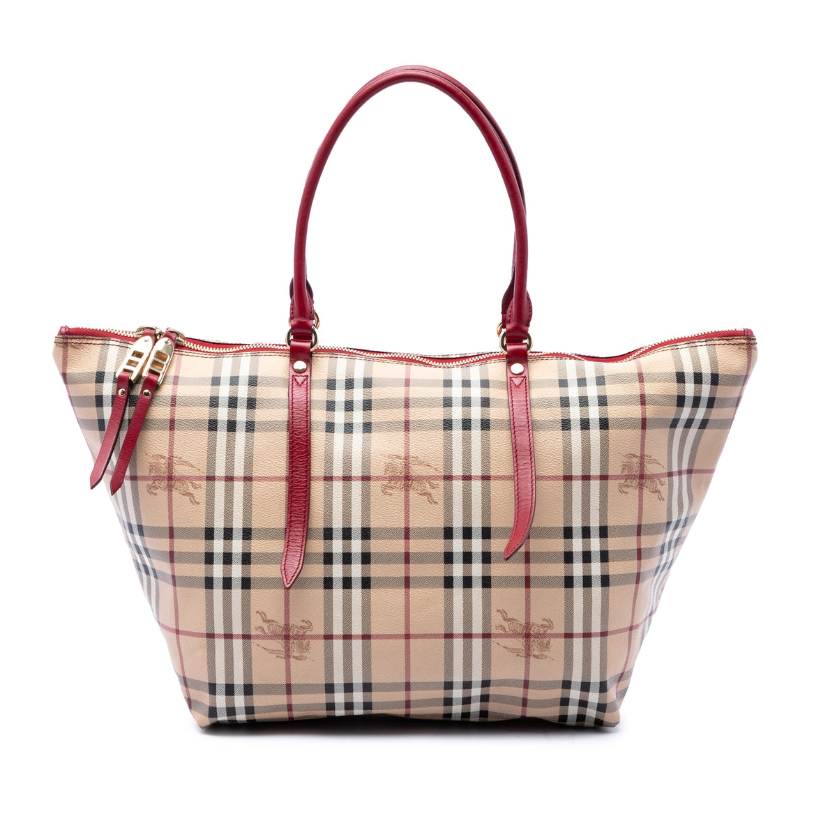 Burberry Medium Haymarket Check Coated Canvas Salisbury Tote — Beige