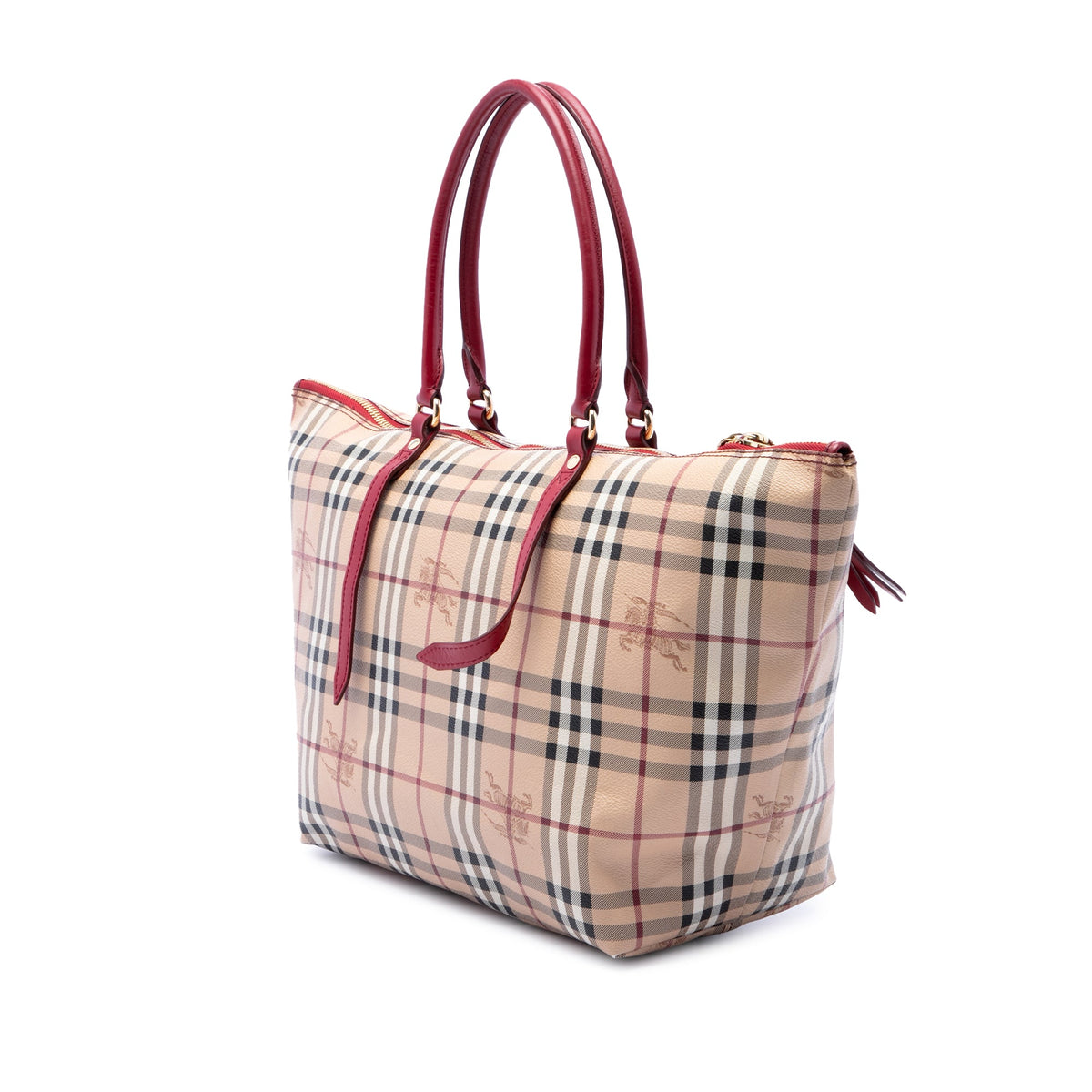Burberry Medium Haymarket Check Coated Canvas Salisbury Tote — Beige