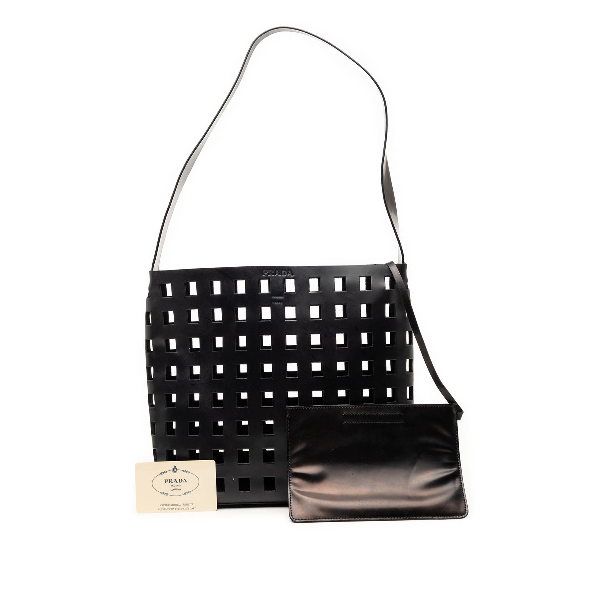 Prada Perforated Leather Shoulder Bag