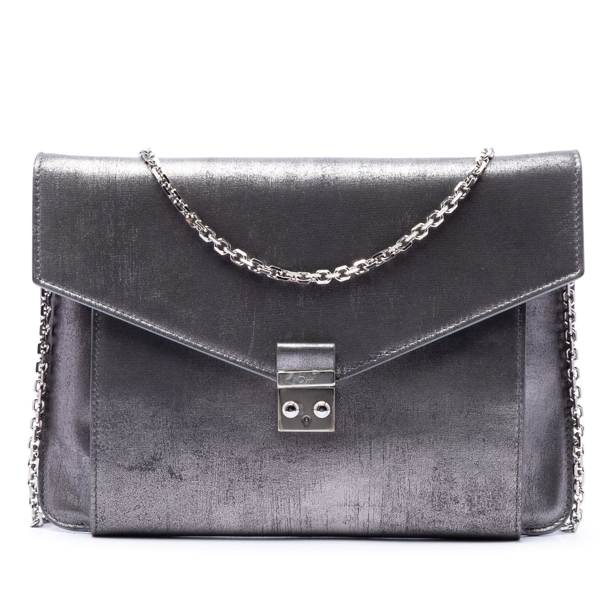 Dior Metallic Leather Shadow Soft Pouch on Chain