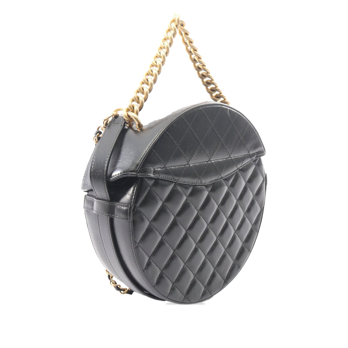 Chanel CC Quilted Lambskin Round Single Flap