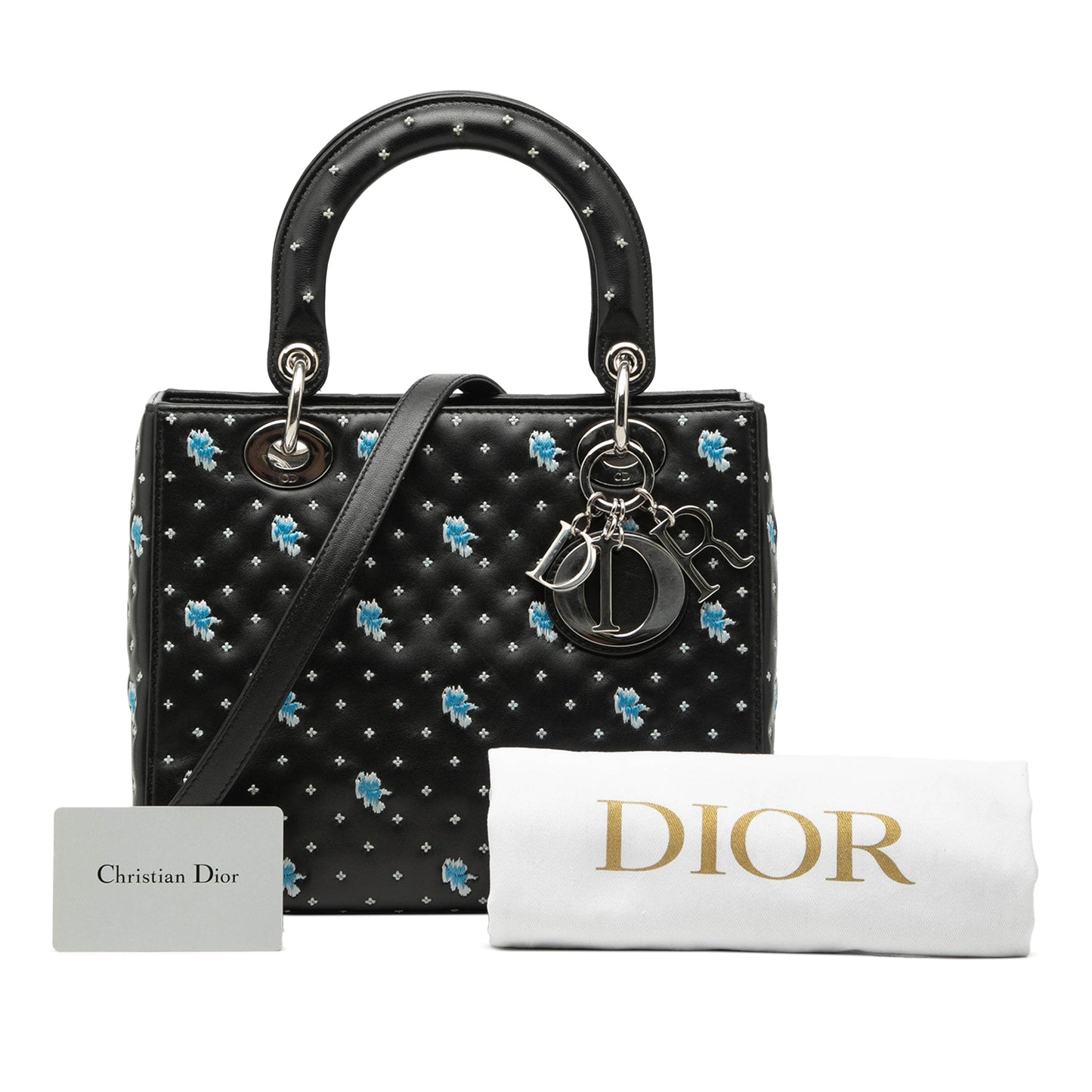 Dior Medium Calfskin Embroidered Flower Lady Dior