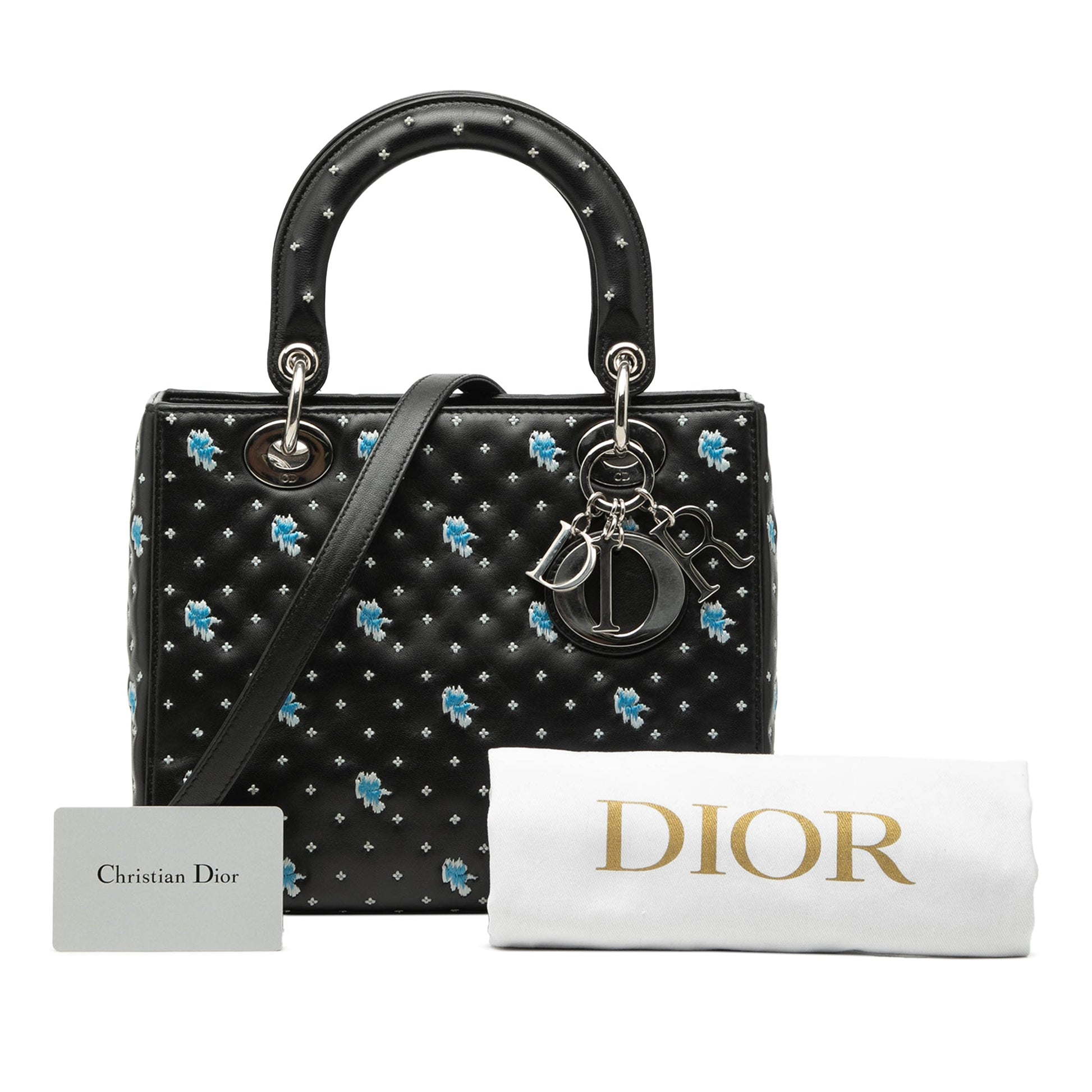 Dior Medium Calfskin Embroidered Flower Lady Dior