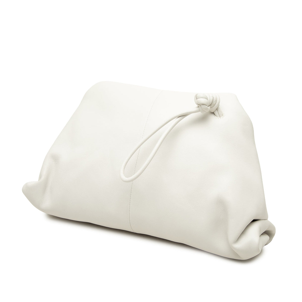 Bottega Veneta Leather BV Trine Angular Clutch — White