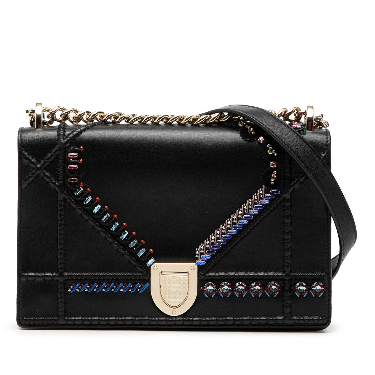 Dior Medium Calfskin Crystal Embroidered Diorama Flap
