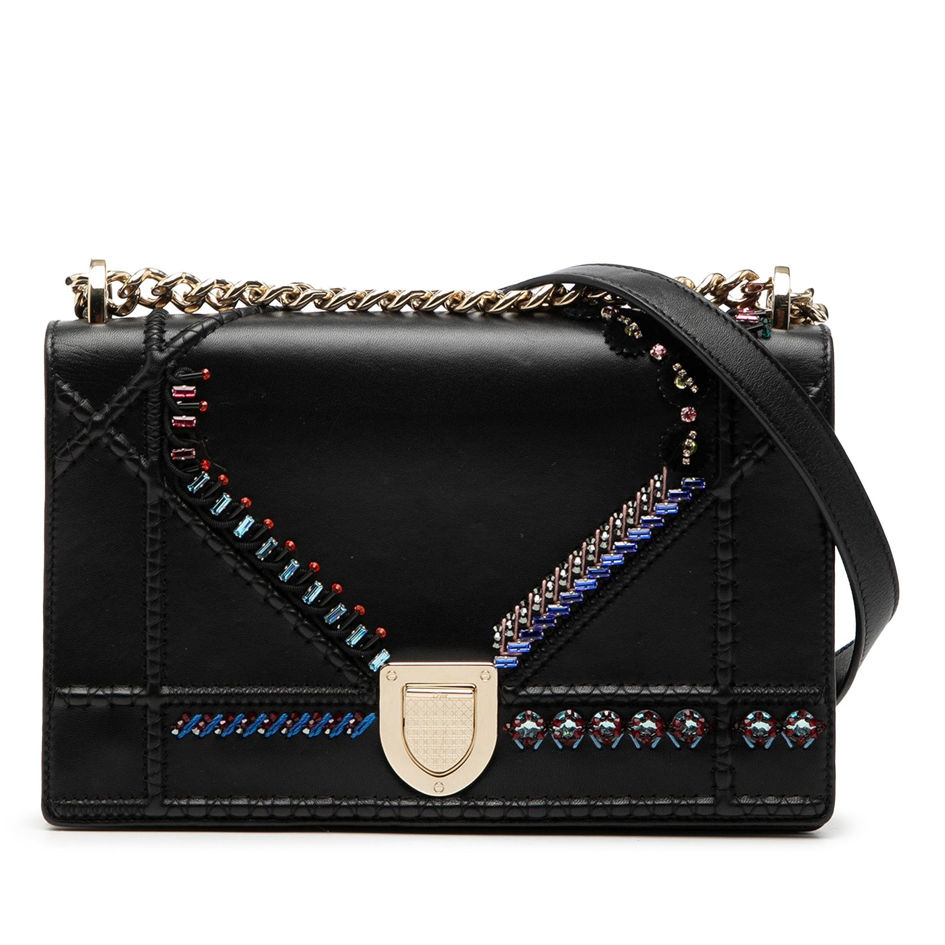 Dior Medium Calfskin Crystal Embroidered Diorama Flap