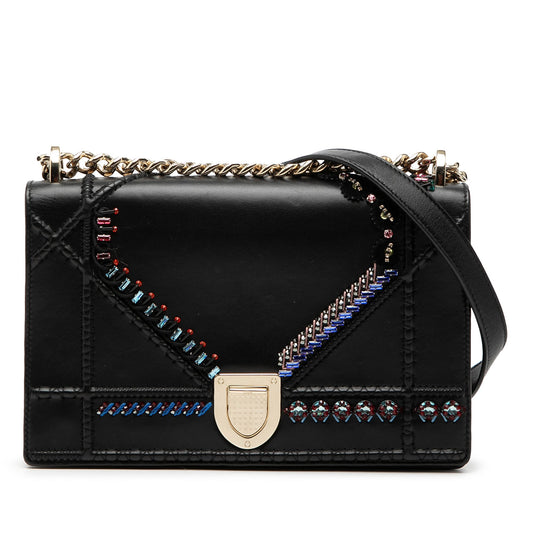 Dior Medium Calfskin Crystal Embroidered Diorama Flap