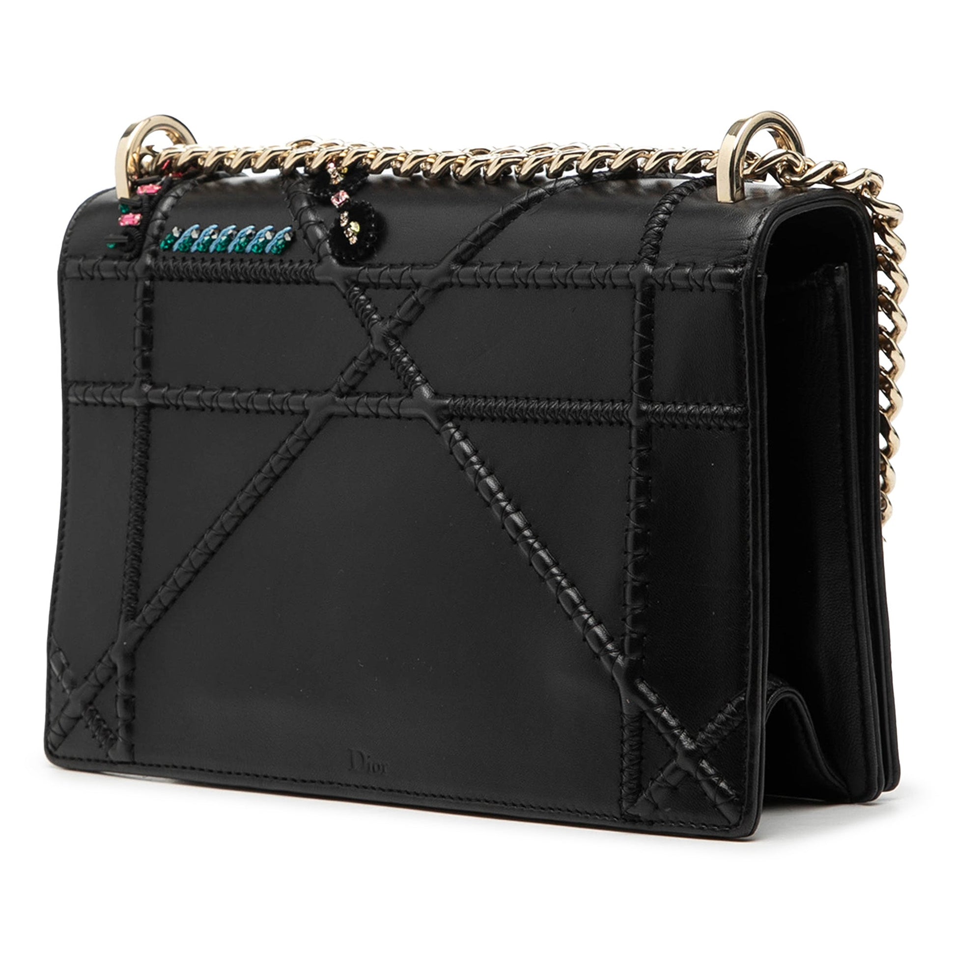 Dior Medium Calfskin Crystal Embroidered Diorama Flap