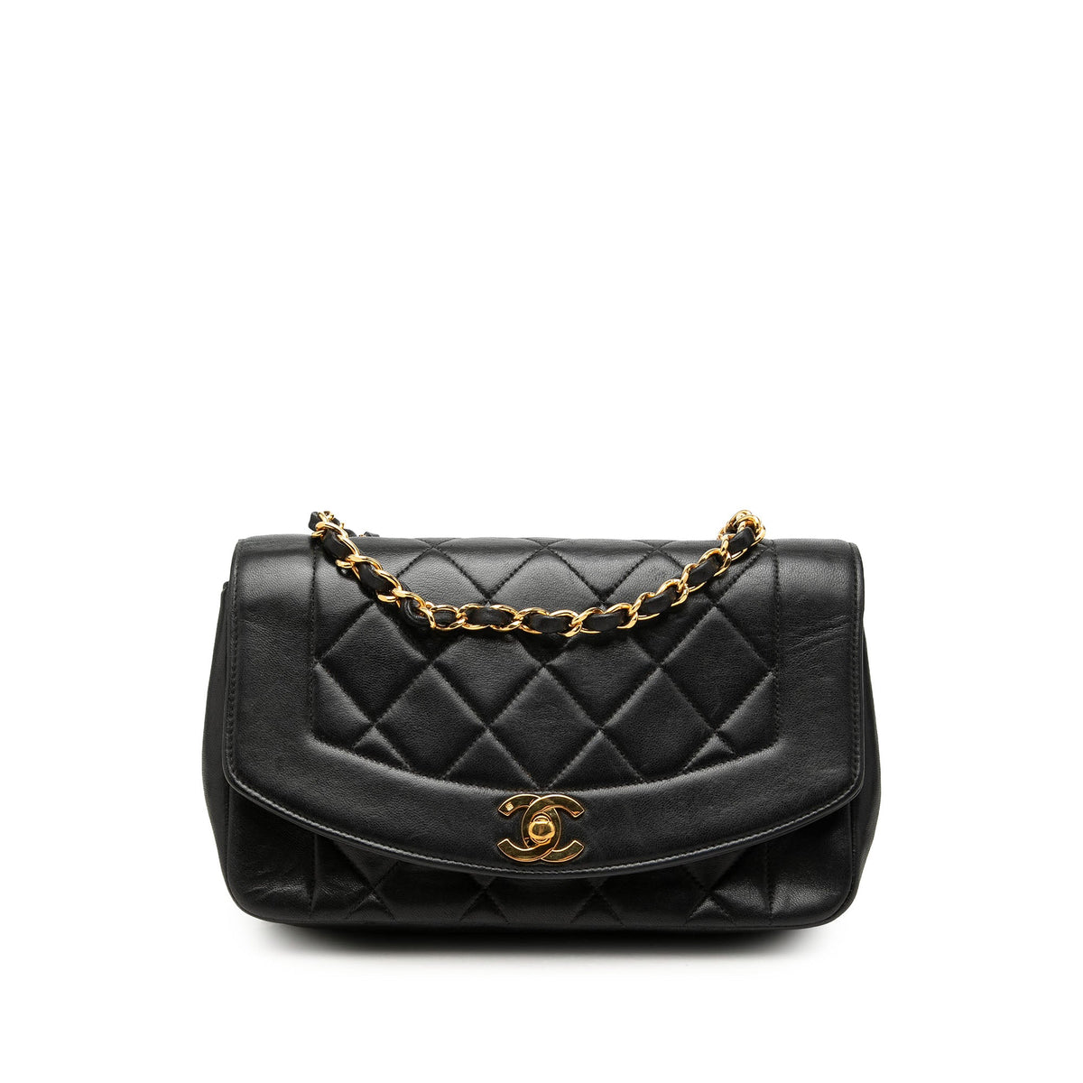Chanel Small Lambskin Diana Flap — Black