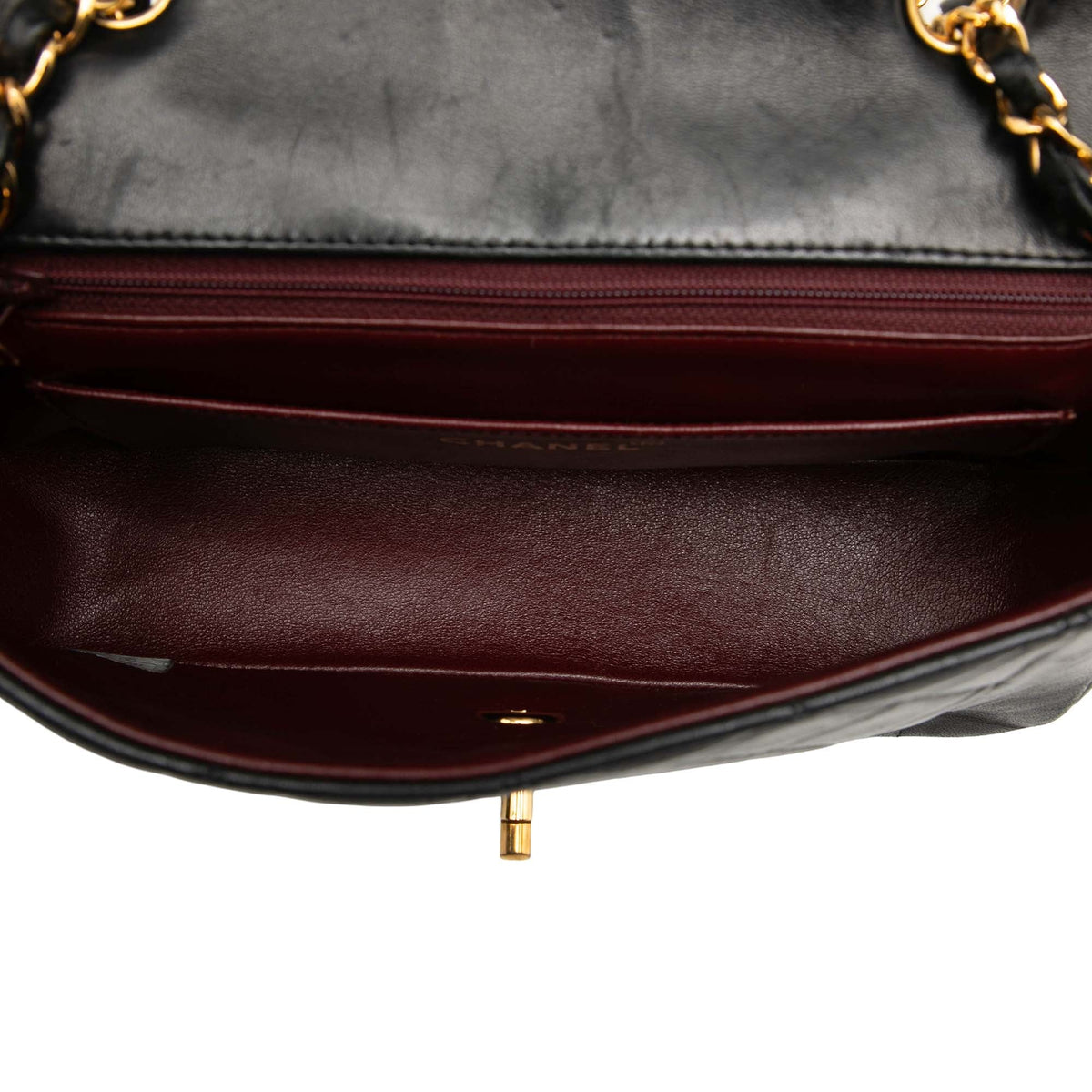 Chanel Small Lambskin Diana Flap — Black