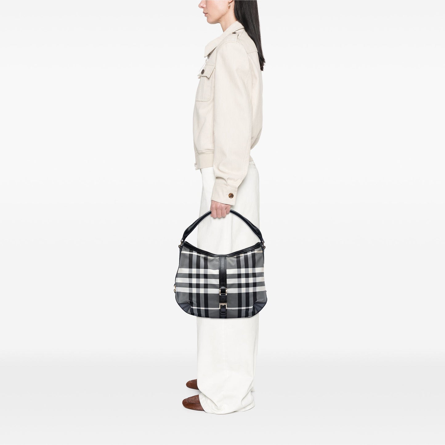 Burberry Check Nylon Grafton Hobo