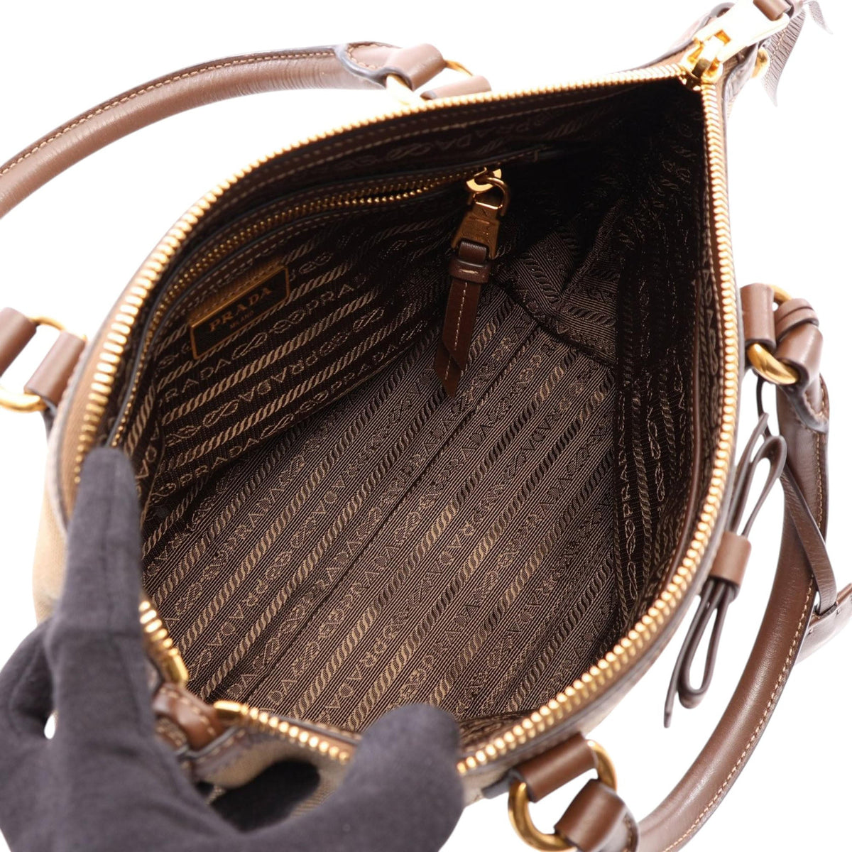 Prada Canvas Canapa Logo Bow Satchel
