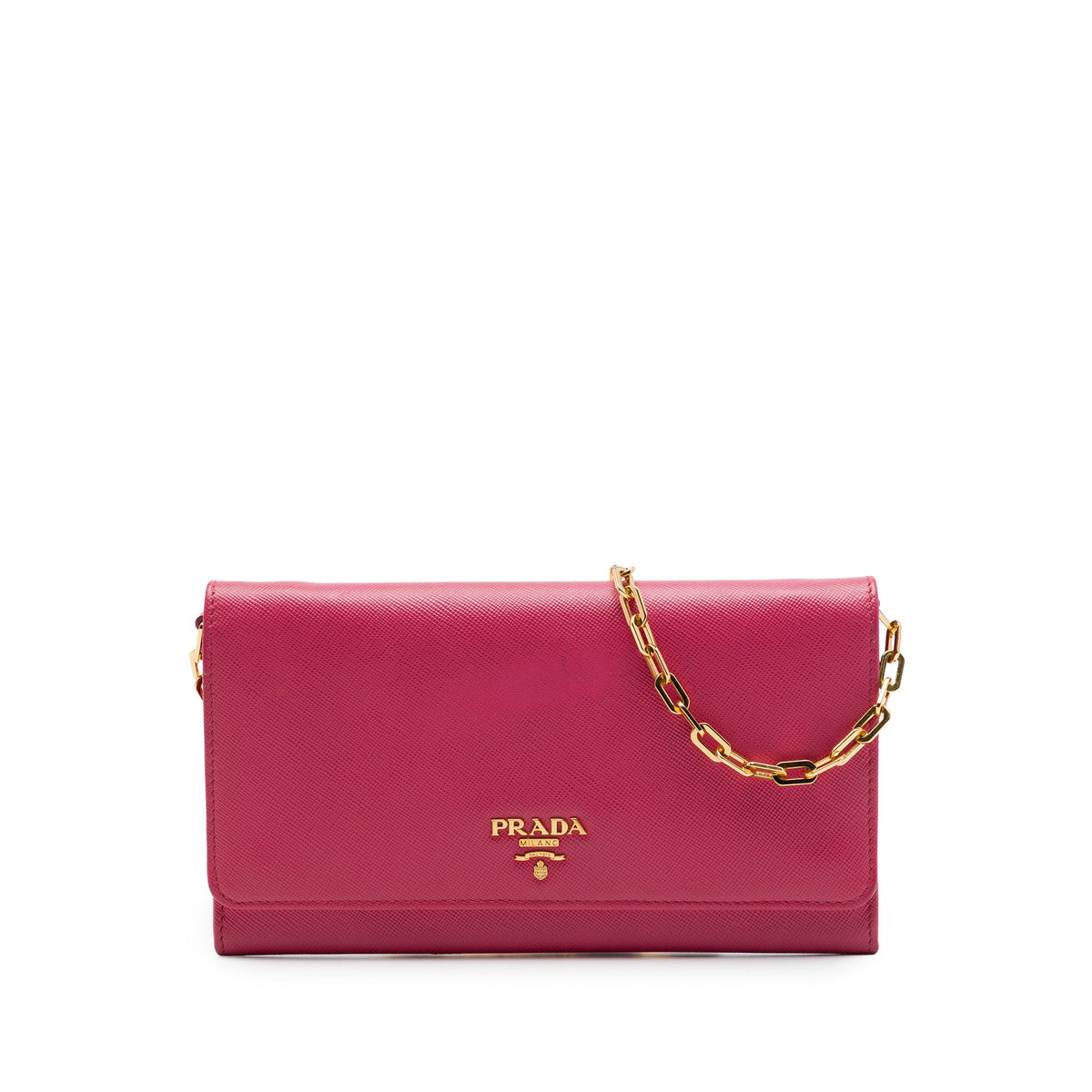 Prada Saffiano Wallet on Chain — Pink