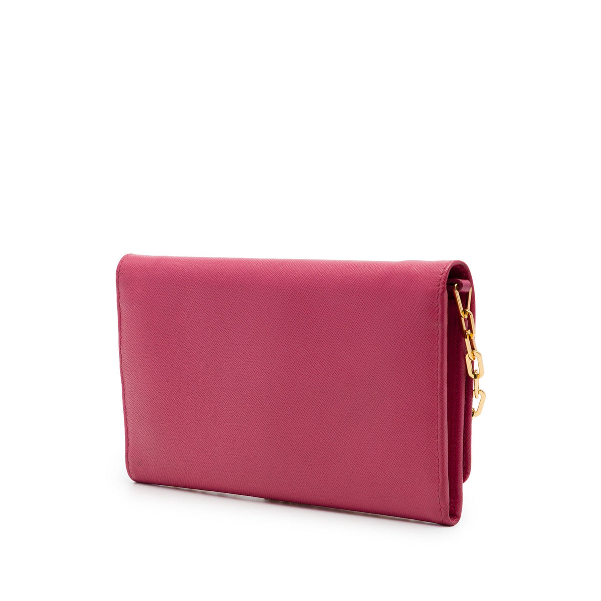 Prada Saffiano Wallet on Chain — Pink