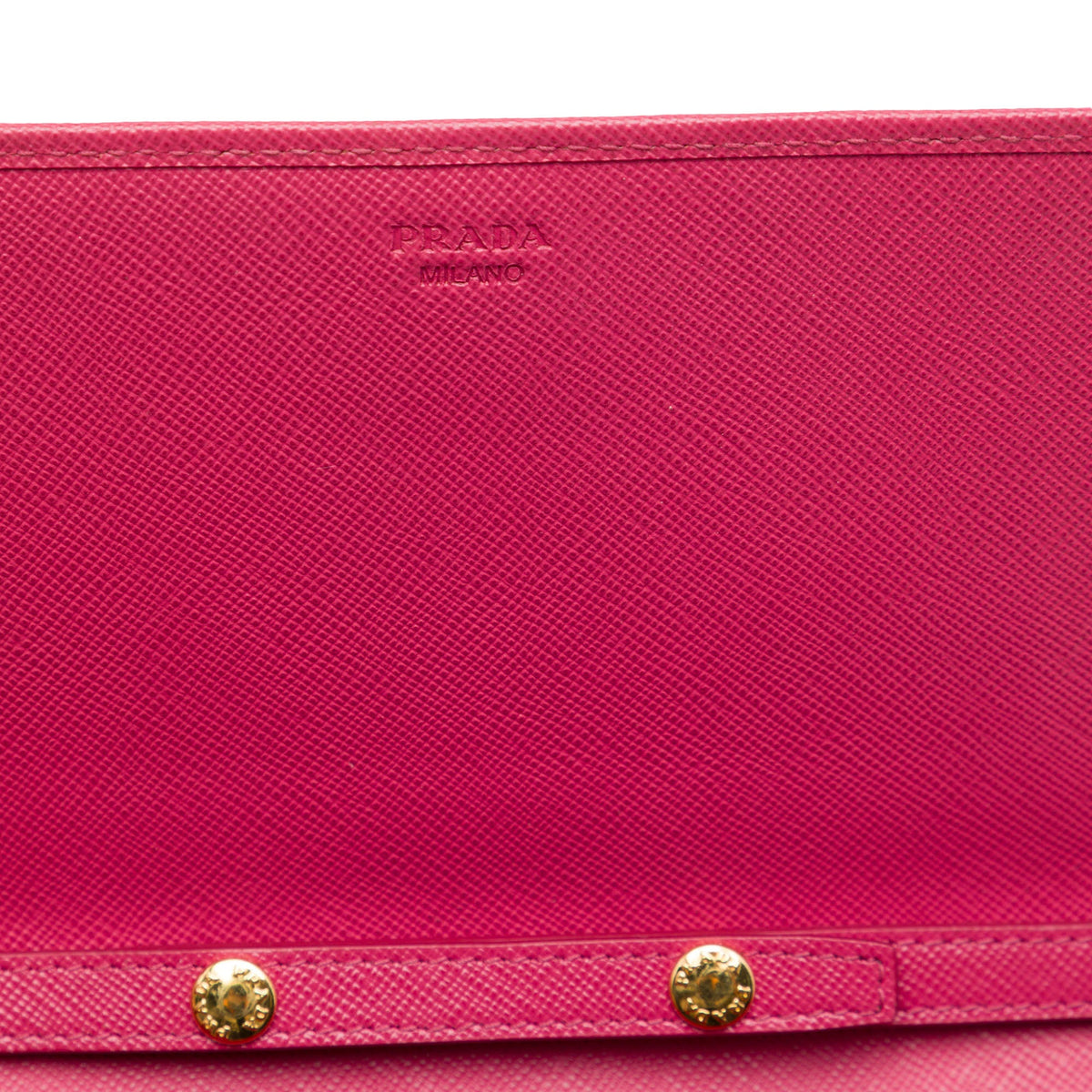 Prada Saffiano Wallet on Chain — Pink