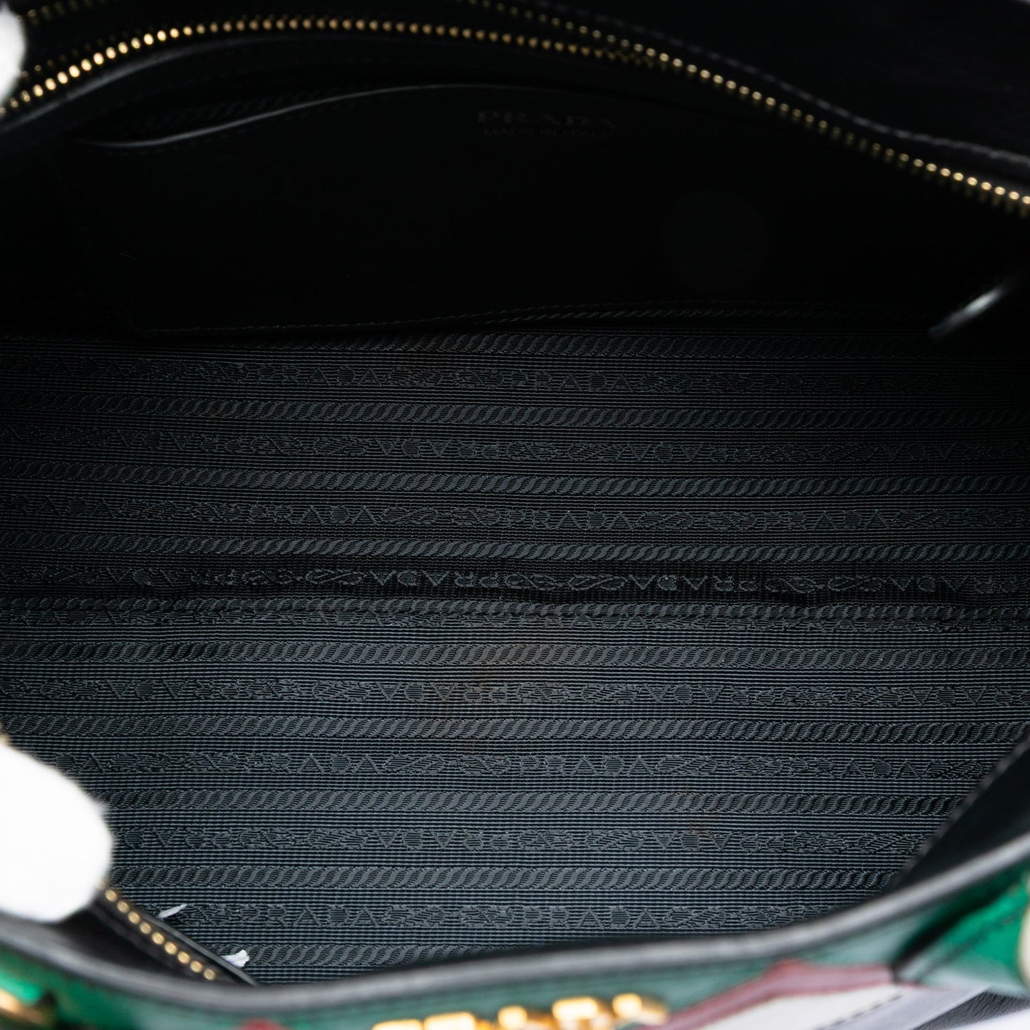 Prada Medium Saffiano Trimmed City Calf Greca Esplanade Satchel