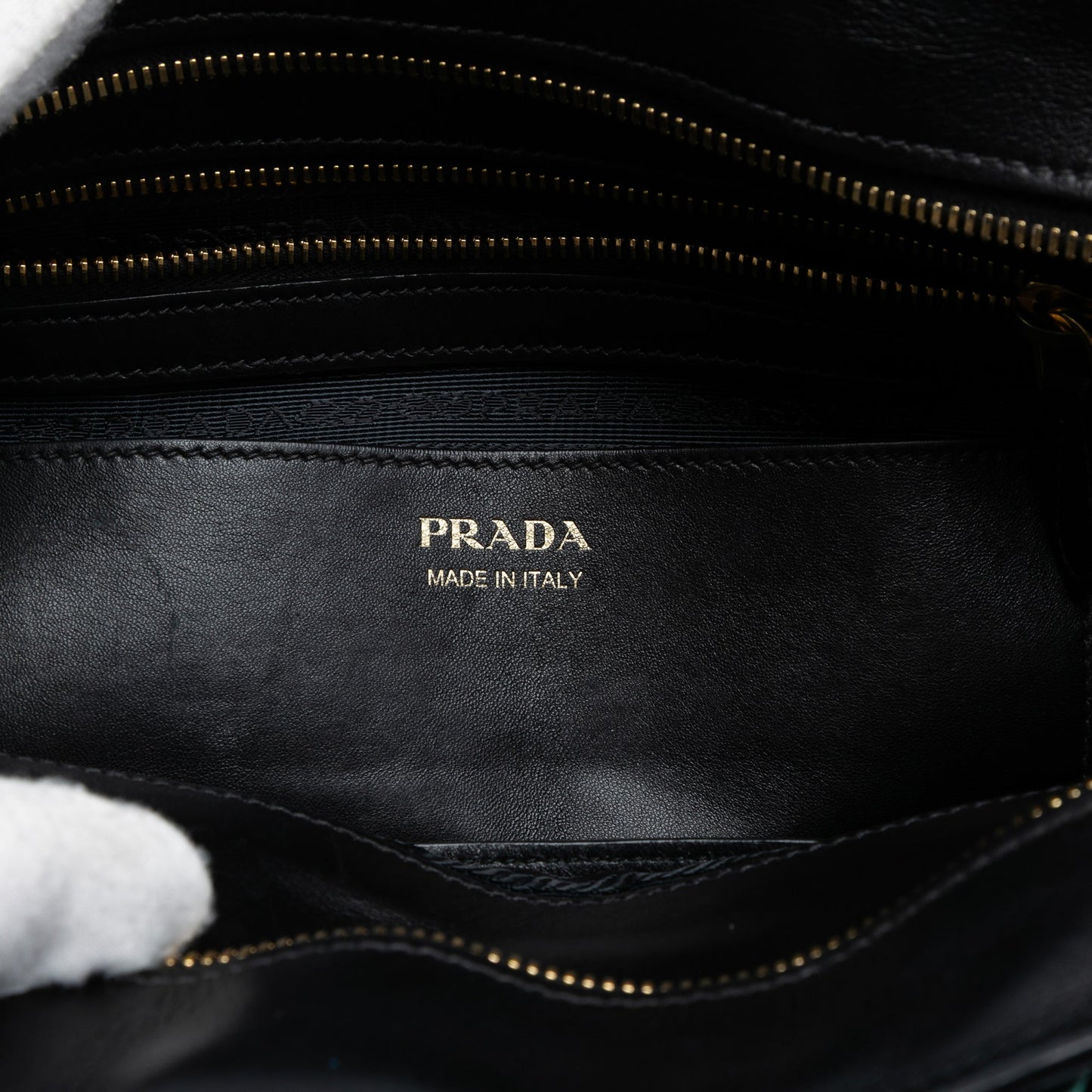 Prada Medium Saffiano Trimmed City Calf Greca Esplanade Satchel