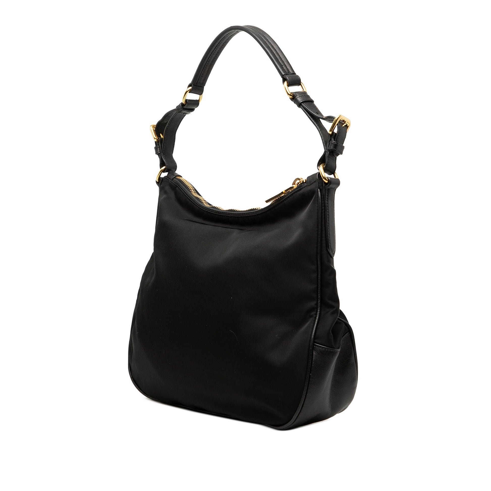 Saffiano Trimmed Tessuto Shoulder Bag