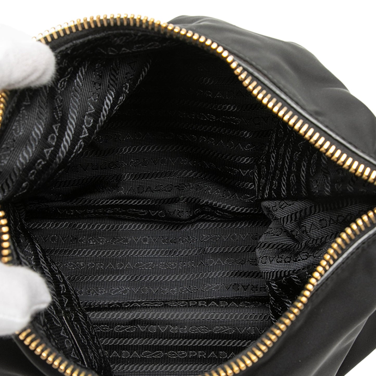 Saffiano Trimmed Tessuto Shoulder Bag