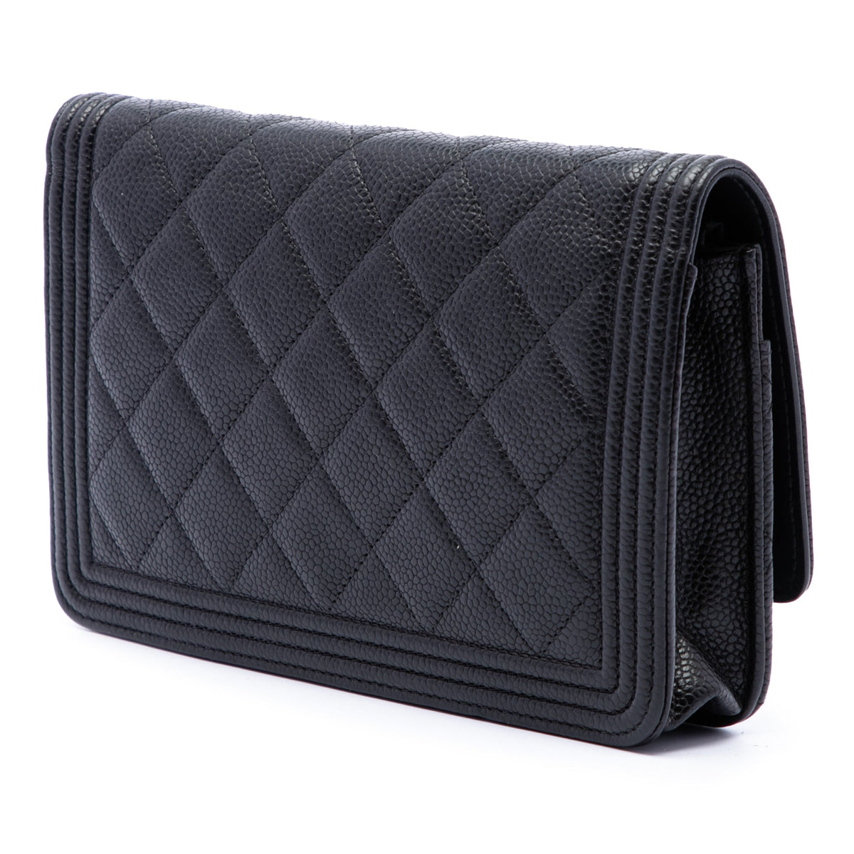 Chanel Quilted Caviar Boy Wallet on Chain — Black