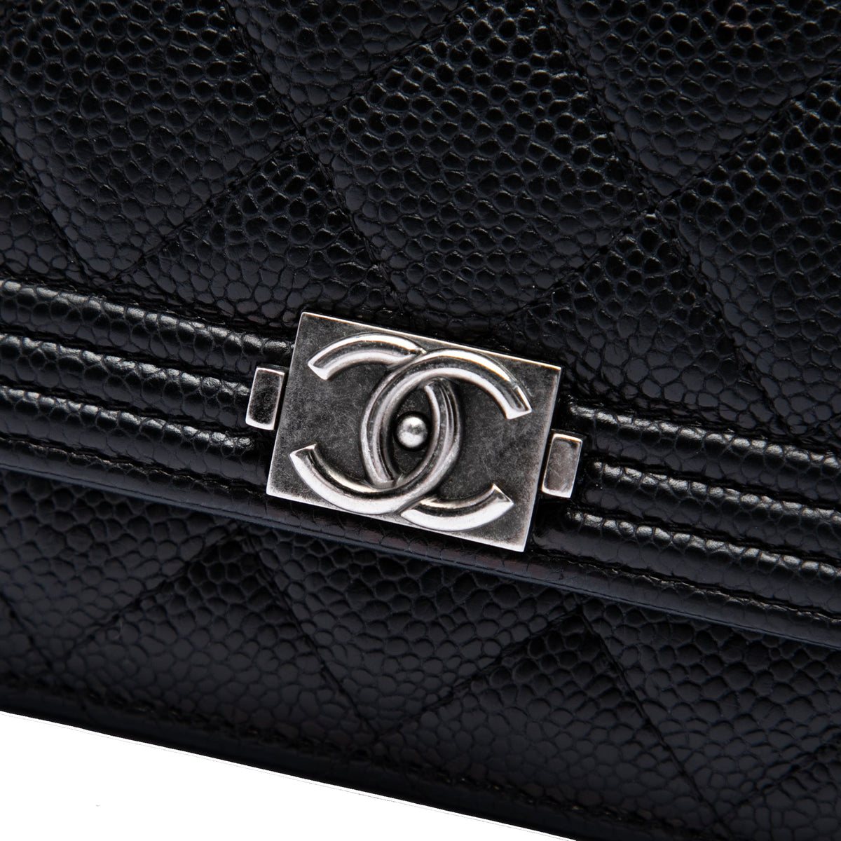 Chanel Quilted Caviar Boy Wallet on Chain — Black
