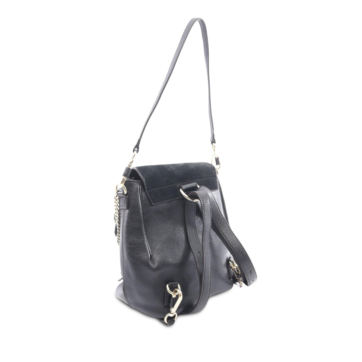 Chloé Mini Calfskin and Suede Faye Backpack — Black