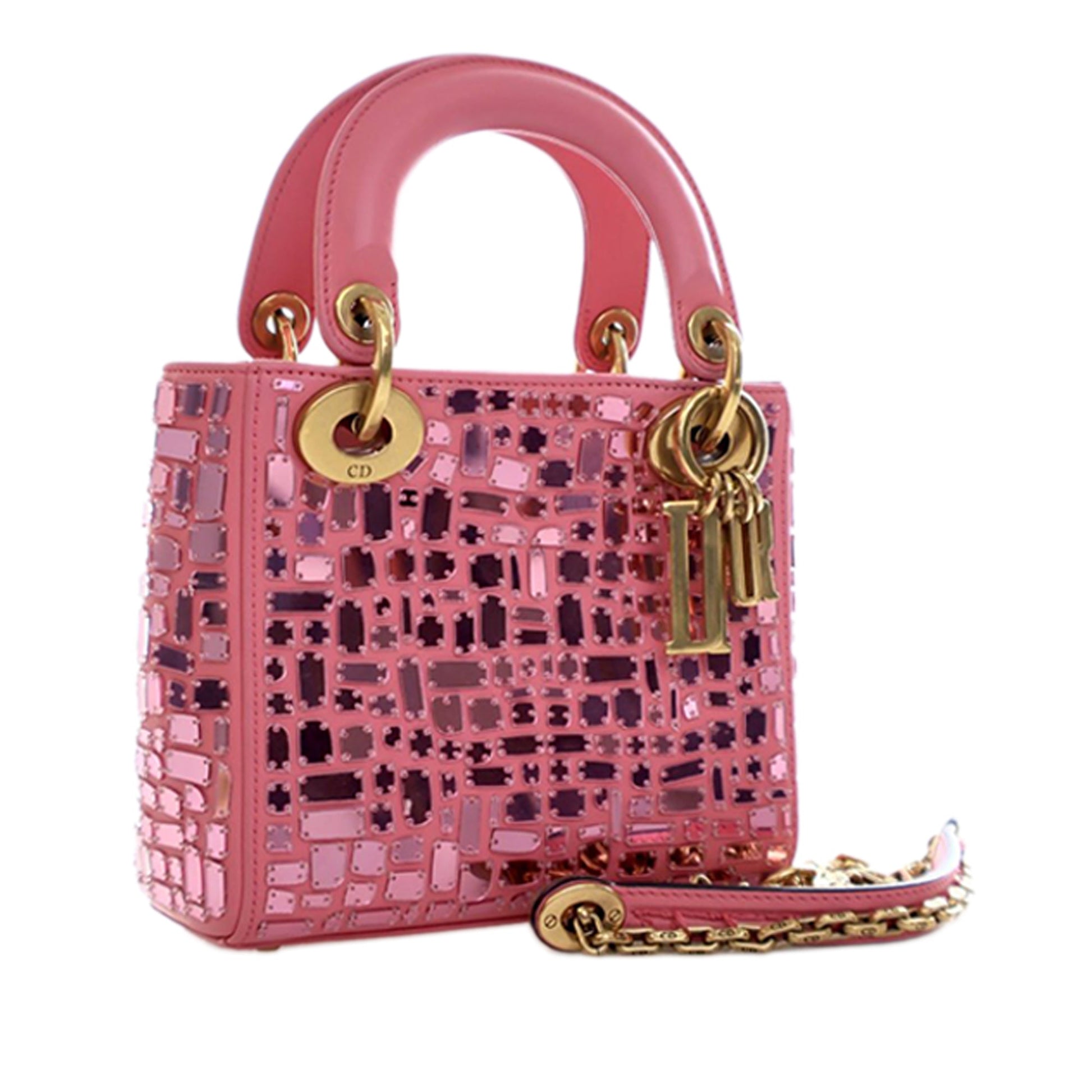 Dior Mini Smooth Calfskin Embroidered Mosaic of Mirrors Lady Dior