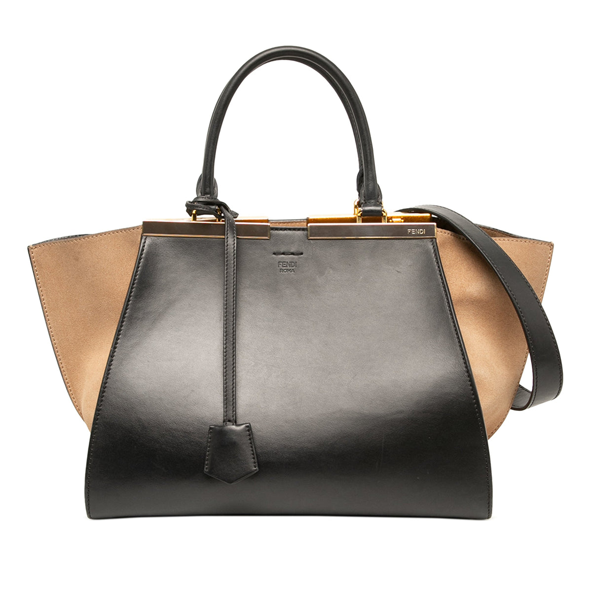 Fendi Medium Bicolor Calfskin and Suede 3Jours Satchel — Black
