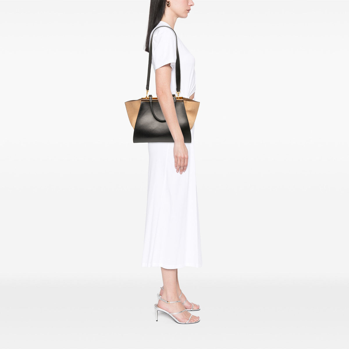 Fendi Medium Bicolor Calfskin and Suede 3Jours Satchel — Black
