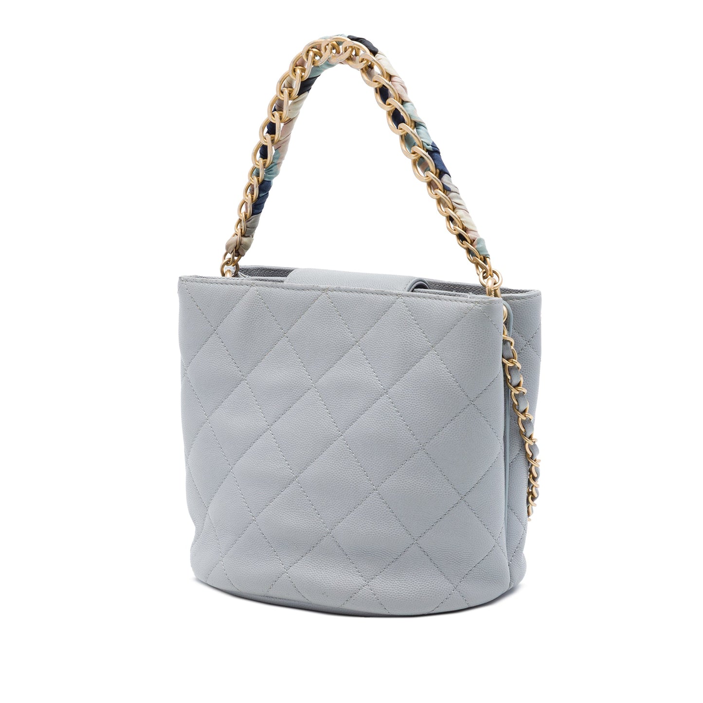 Chanel CC Quilted Caviar Chain Scarf Handle Bucket Bag