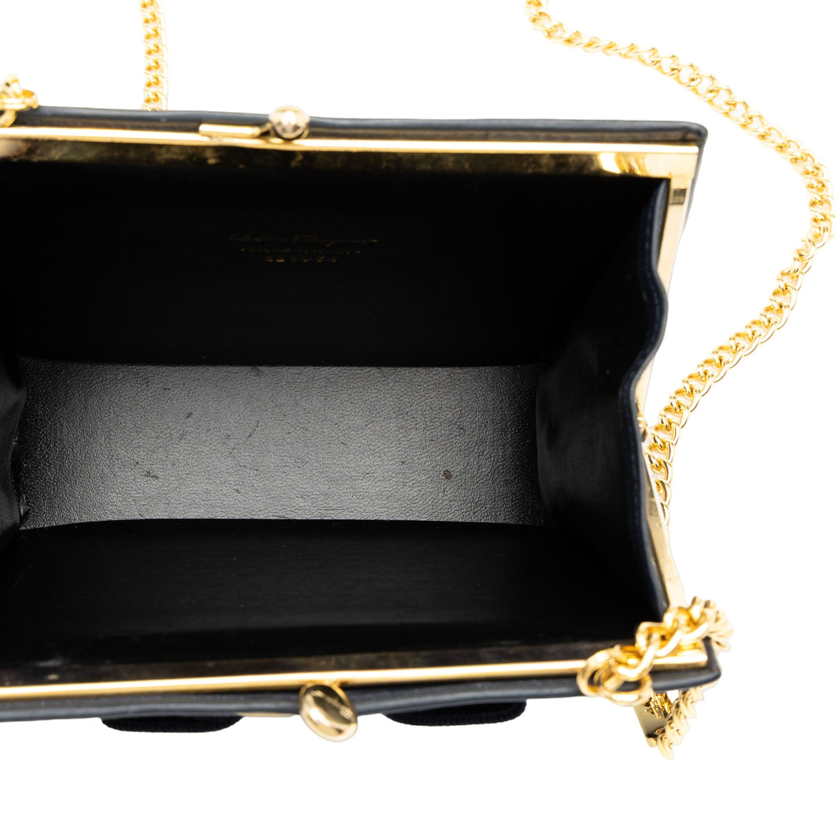 Ferragamo Leather Vara Bow Kiss Lock Chain Crossbody