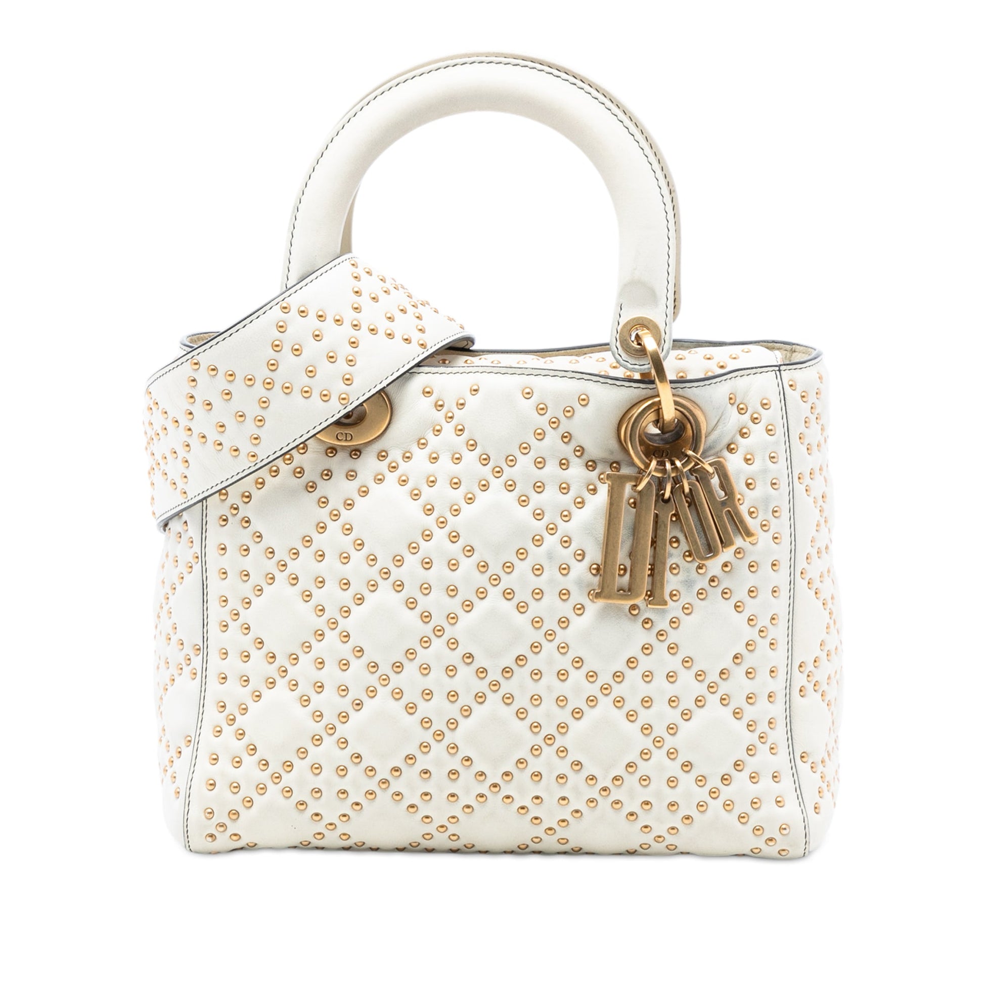 Dior Medium Lambskin Cannage Studded Supple Lady Dior